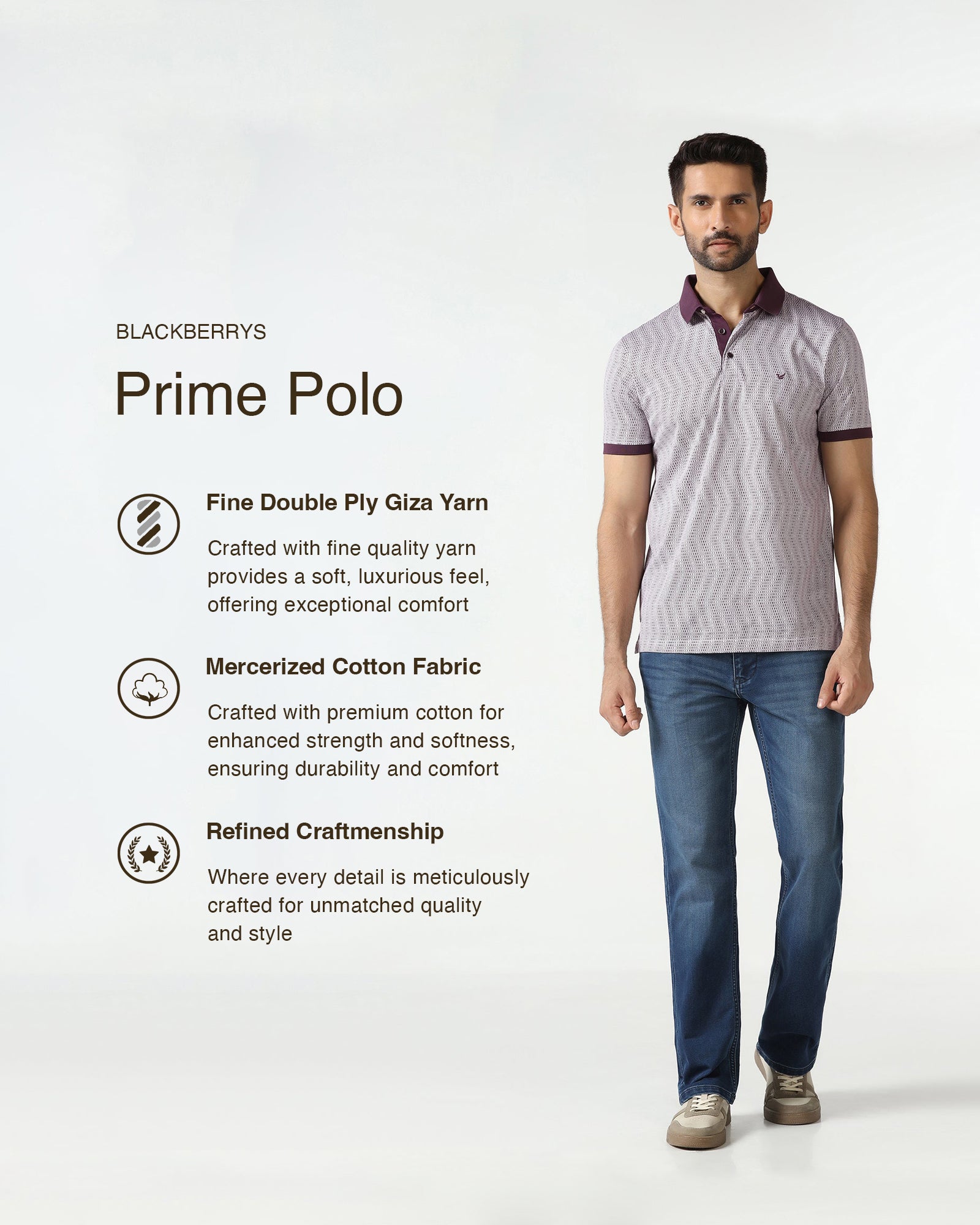 Dark Purple Printed Polo - Zap