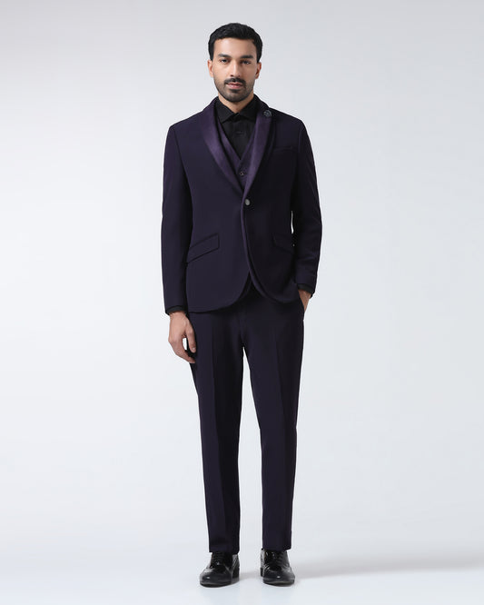 Dark Purple Three Piece Solid Suit - Erron