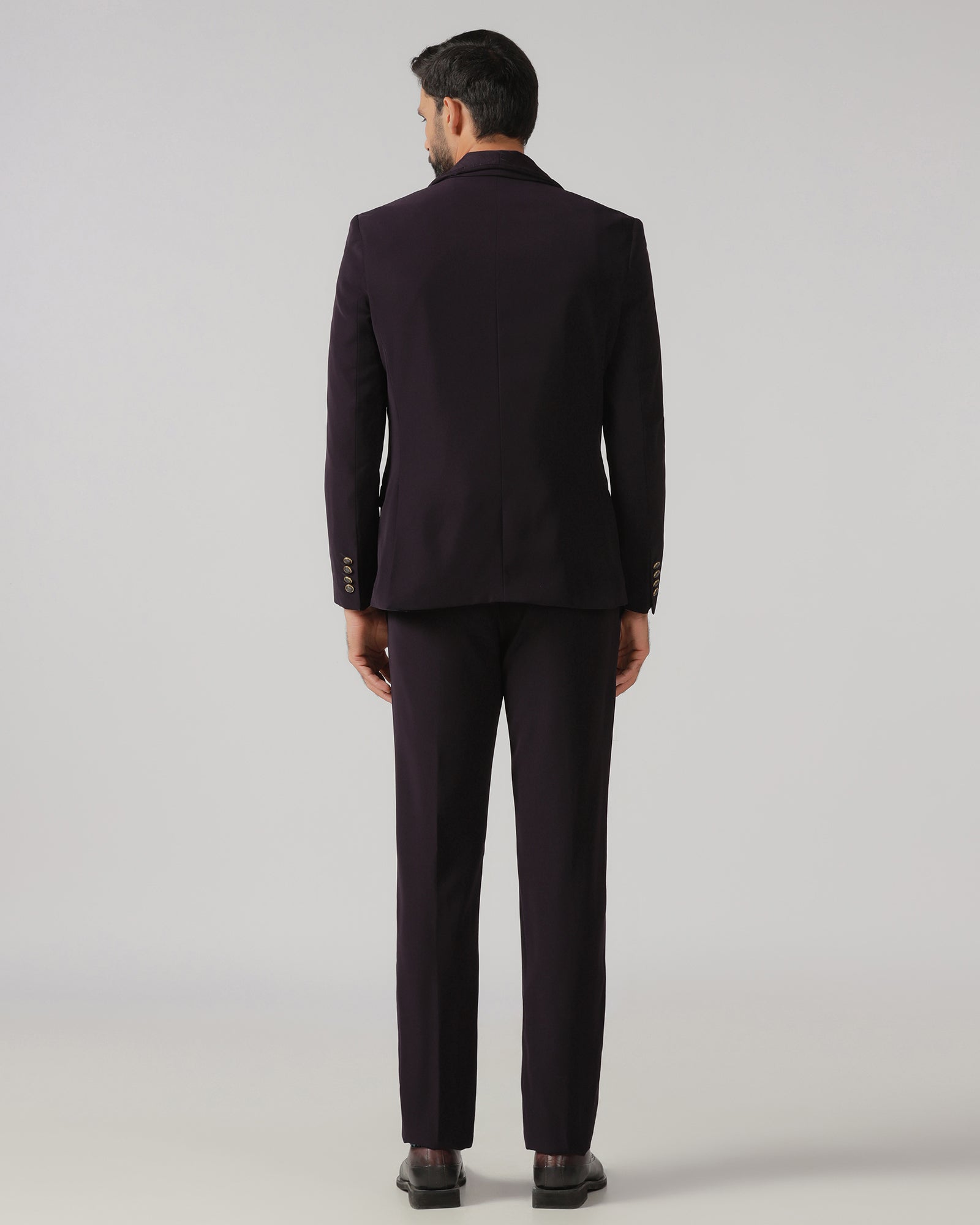 Dark Purple Three Piece Solid Suit - Erron