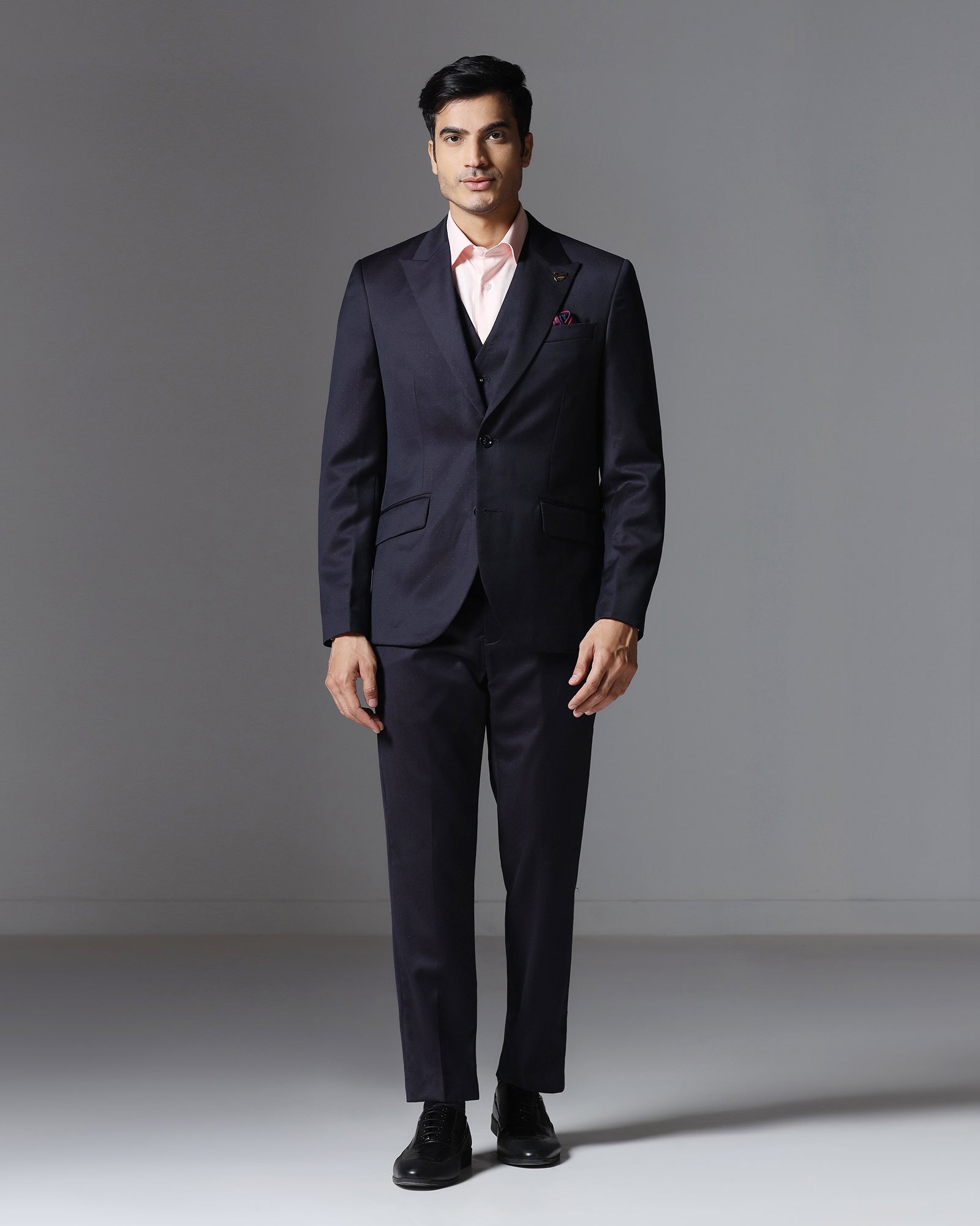 Dark Purple Three Piece Textured Suit - Pixel