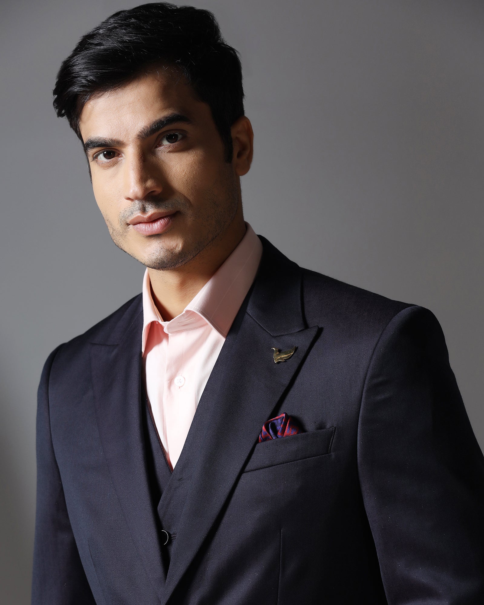 Dark Purple Three Piece Textured Suit - Pixel