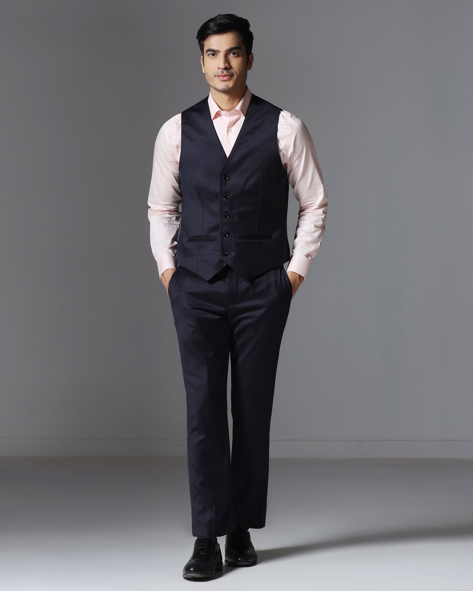 Dark Purple Three Piece Textured Suit - Pixel