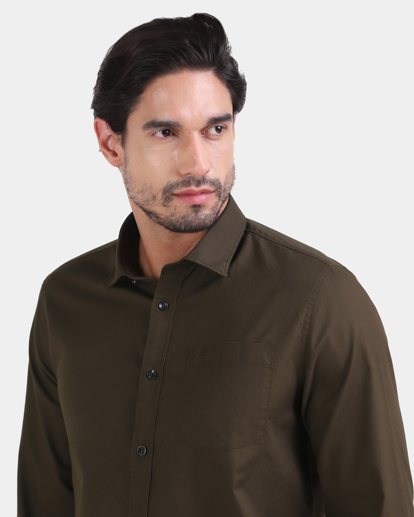 Deep Olive Printed Shirt - Gebbew