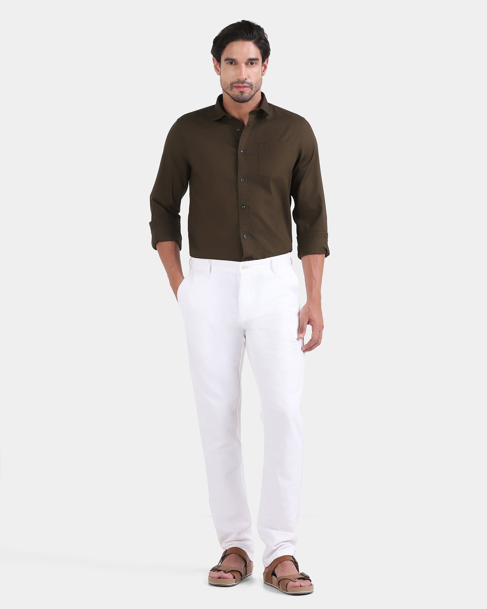 Deep Olive Printed Shirt - Gebbew