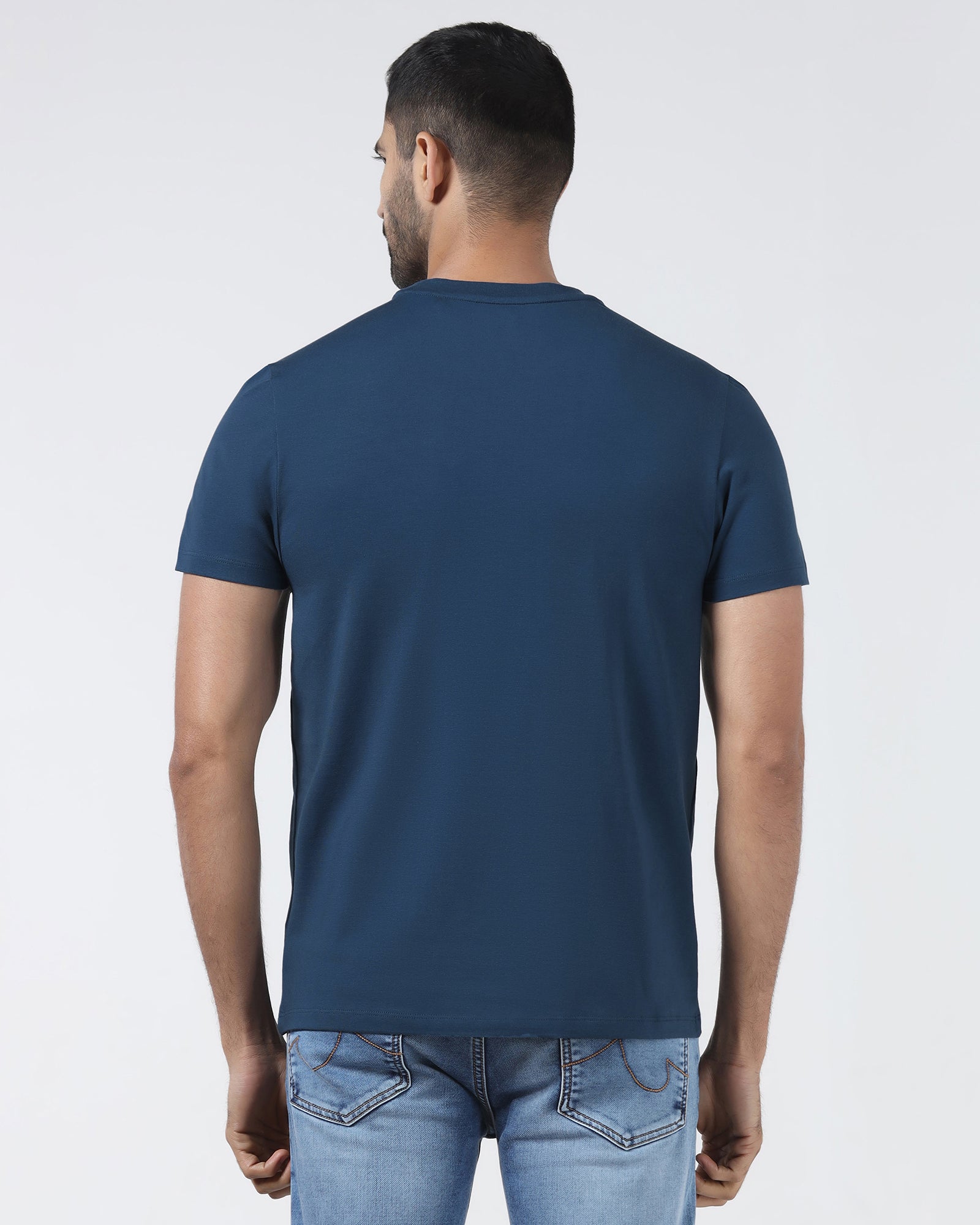 Deep Teal Crew Neck Printed T-Shirt - Misa