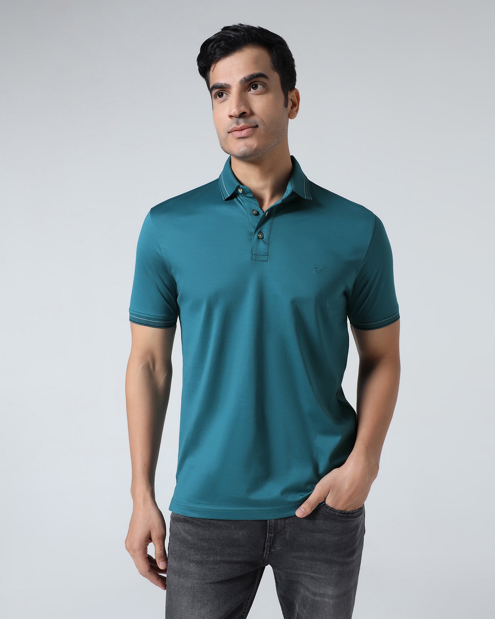 Deep Teal Solid Polo - Ram