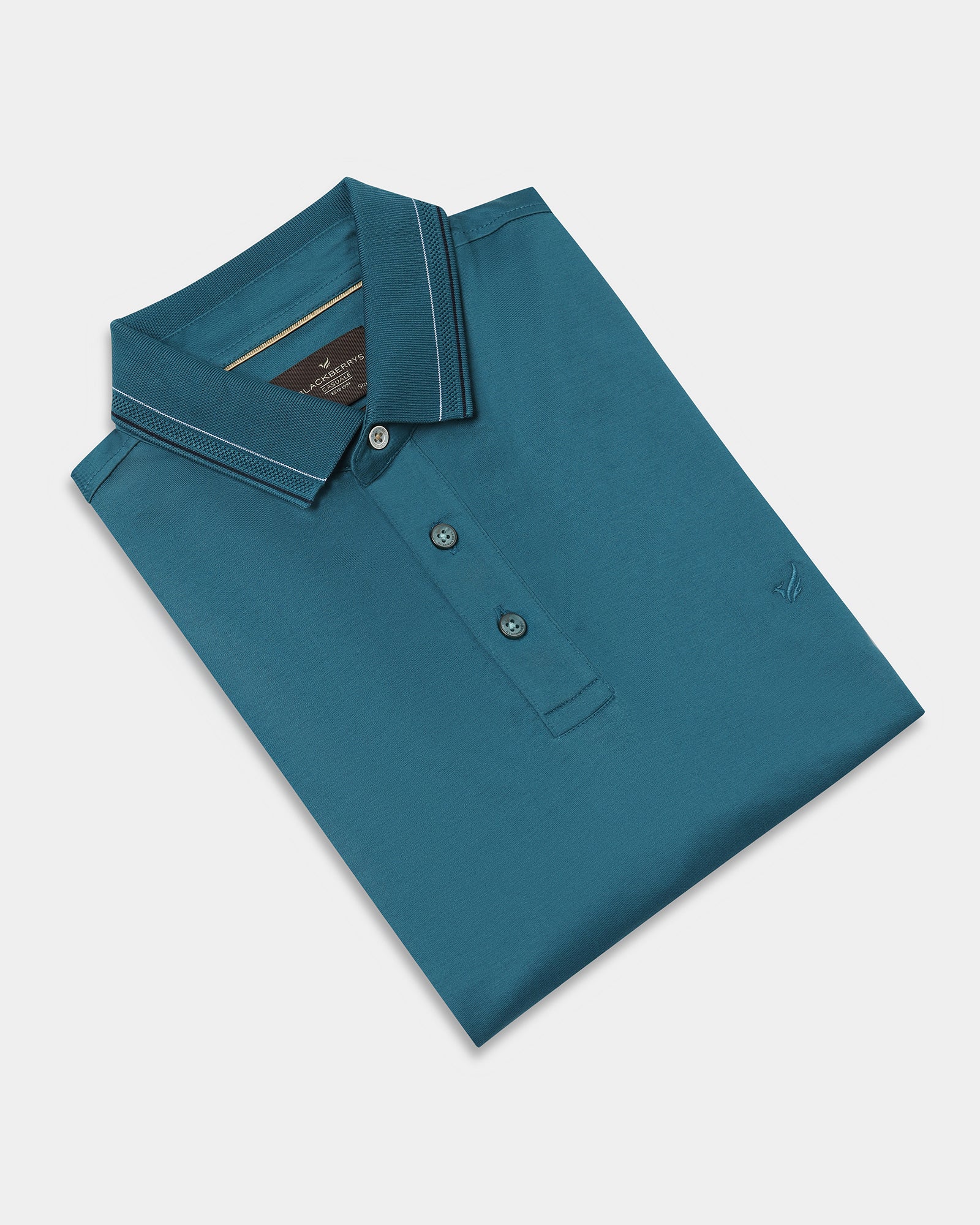 Buy Deep Teal Solid Polo From Ram Collection