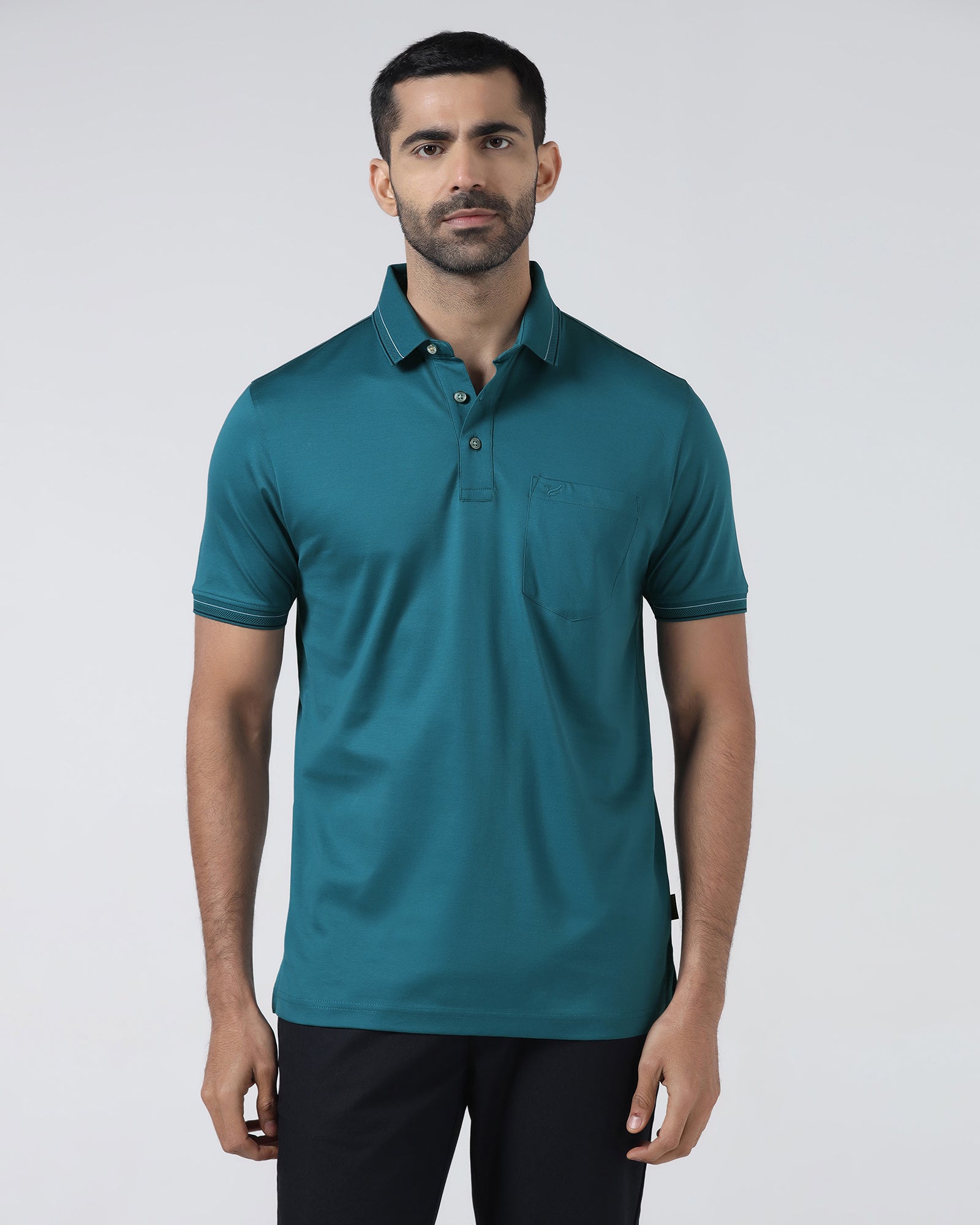 Deep Teal Solid Polo - Ram