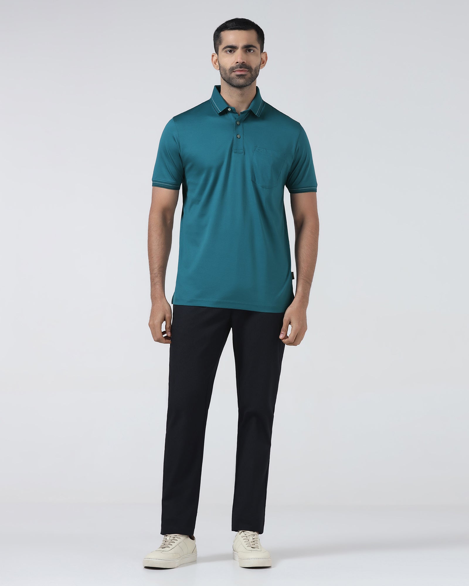 Deep Teal Solid Polo - Ram
