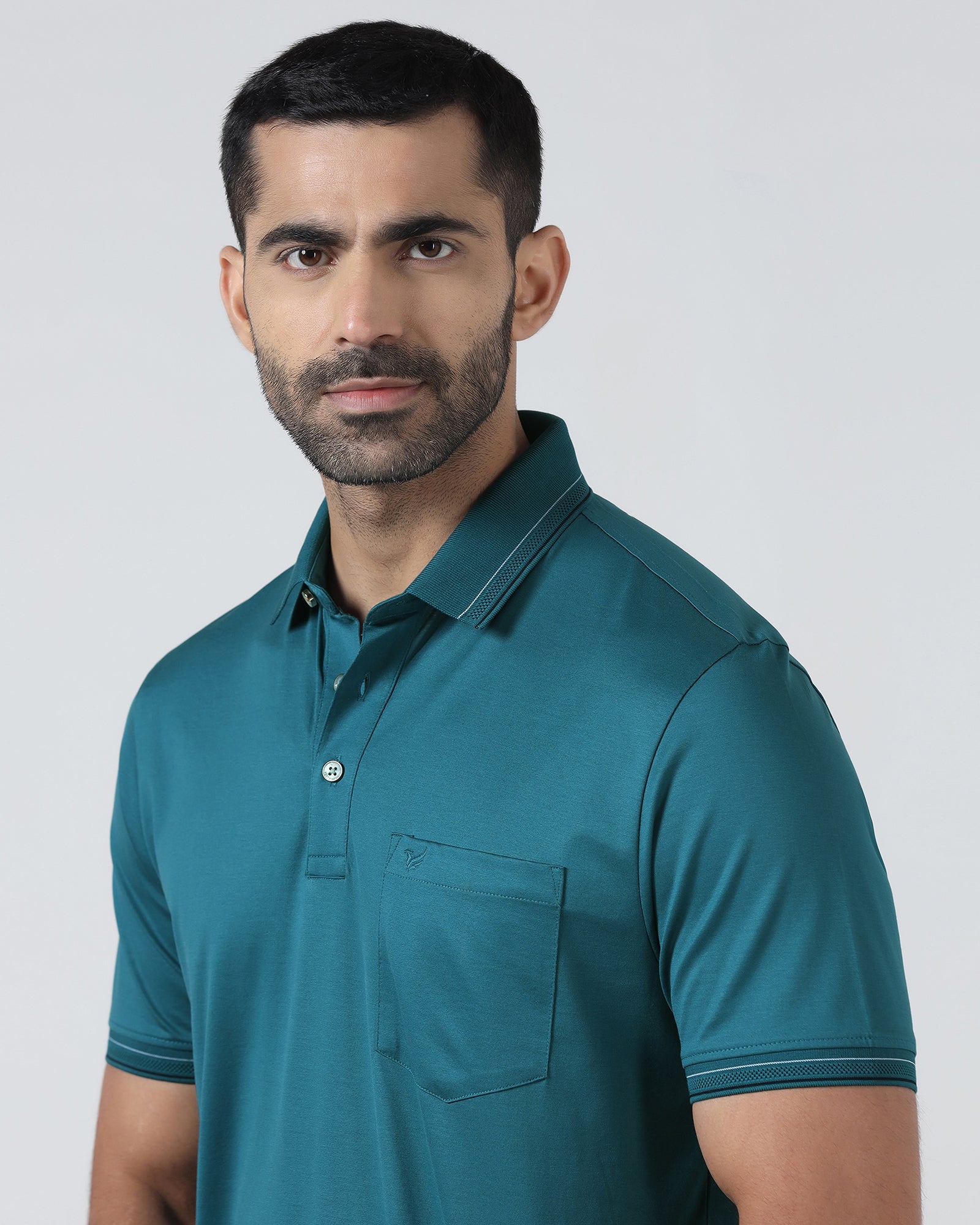 Deep Teal Solid Polo - Ram