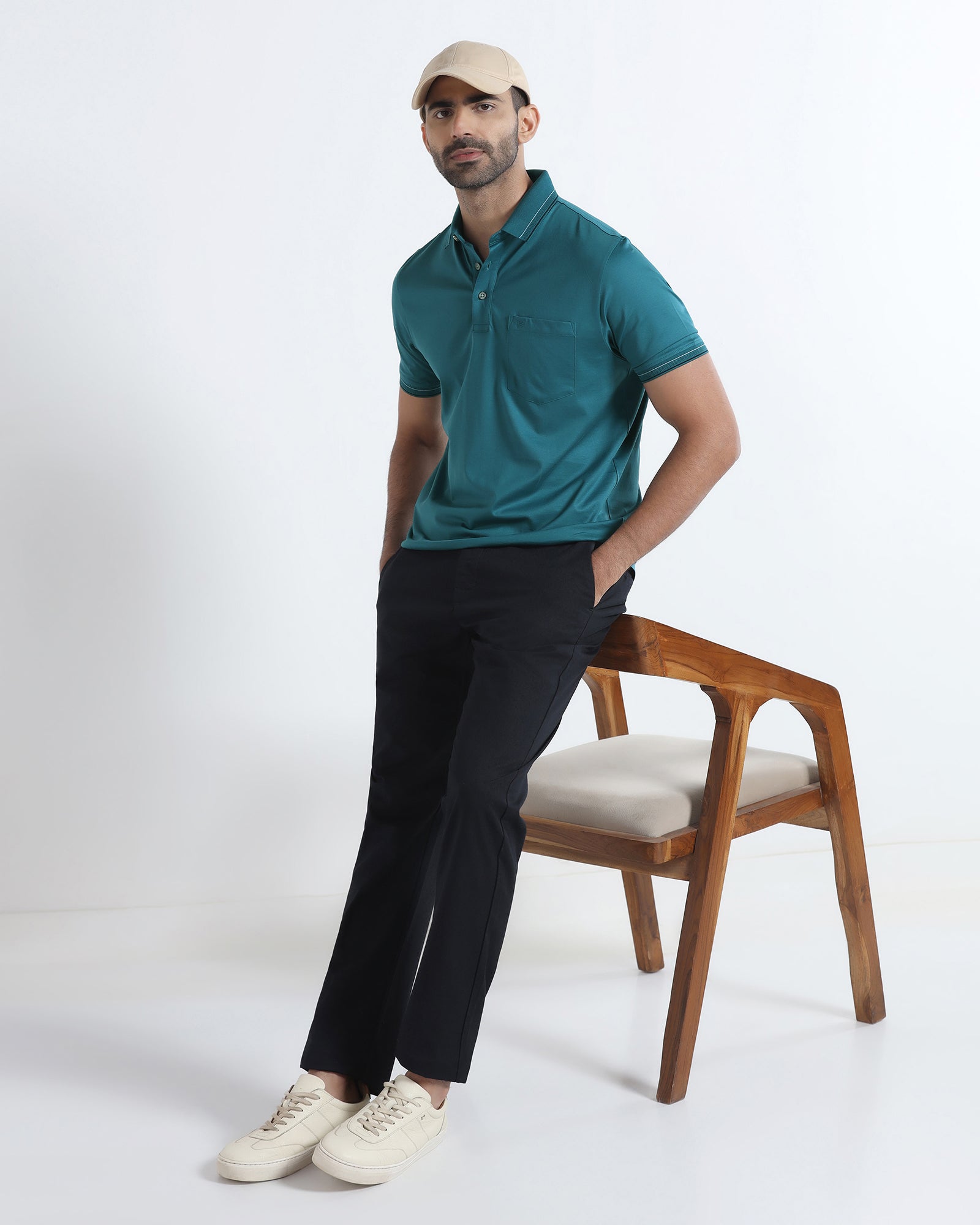 Buy Deep Teal Solid Polo - Ram Online