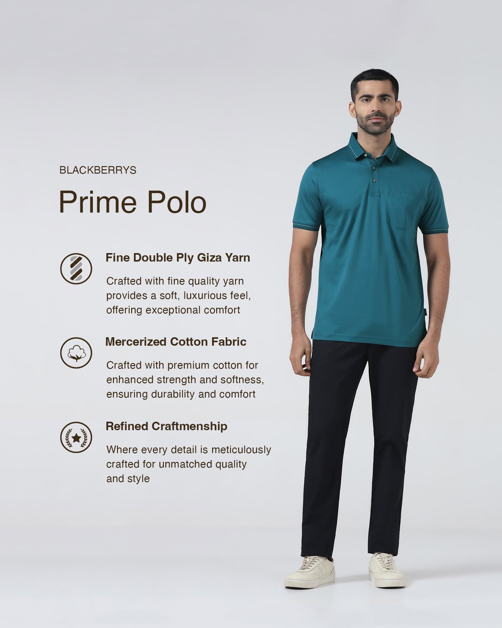 Deep Teal Solid Polo - Ram