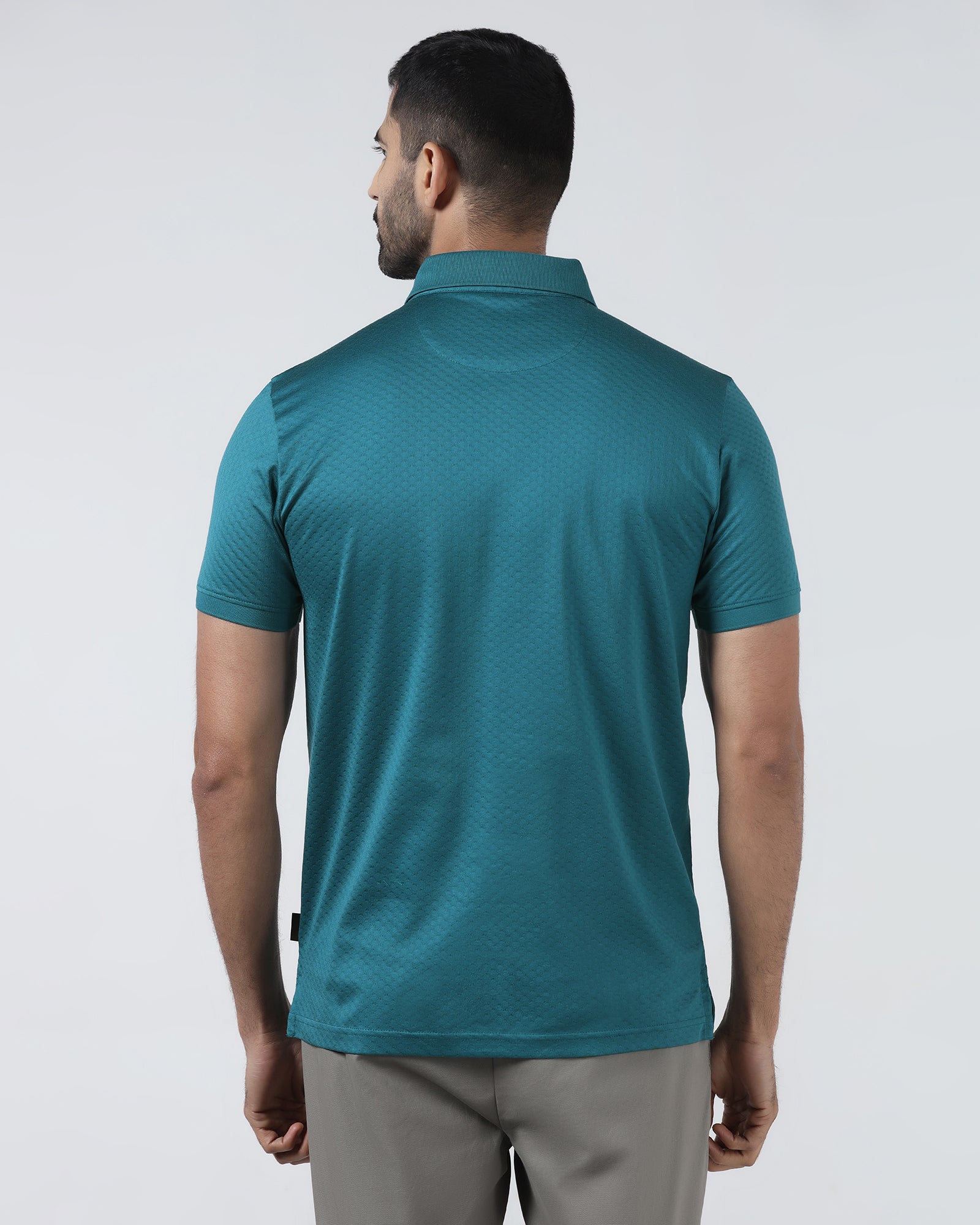 Deep Teal Textured Polo - Gama
