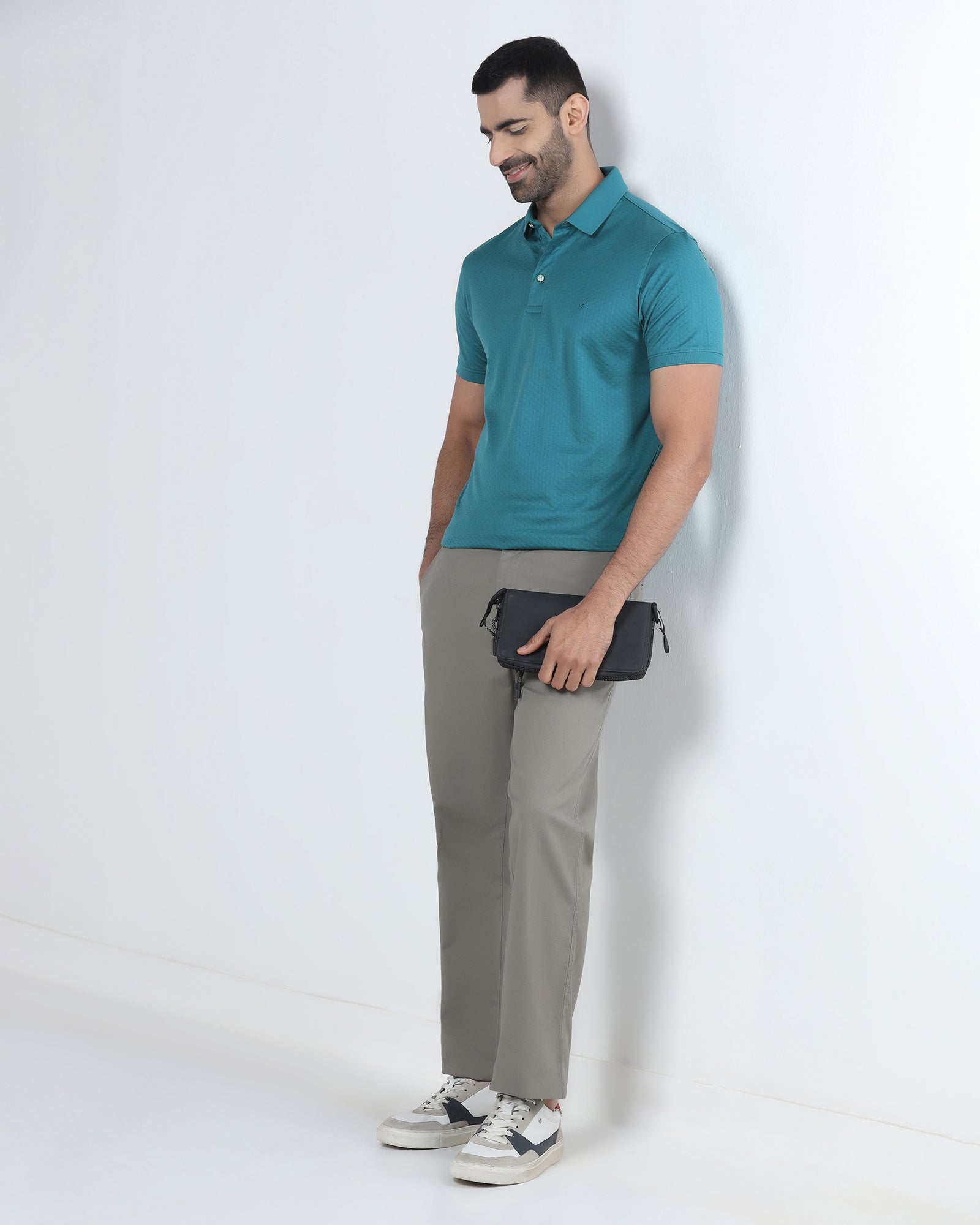 Deep Teal Textured Polo - Gama