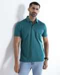 Deep Teal Textured Polo - Gama