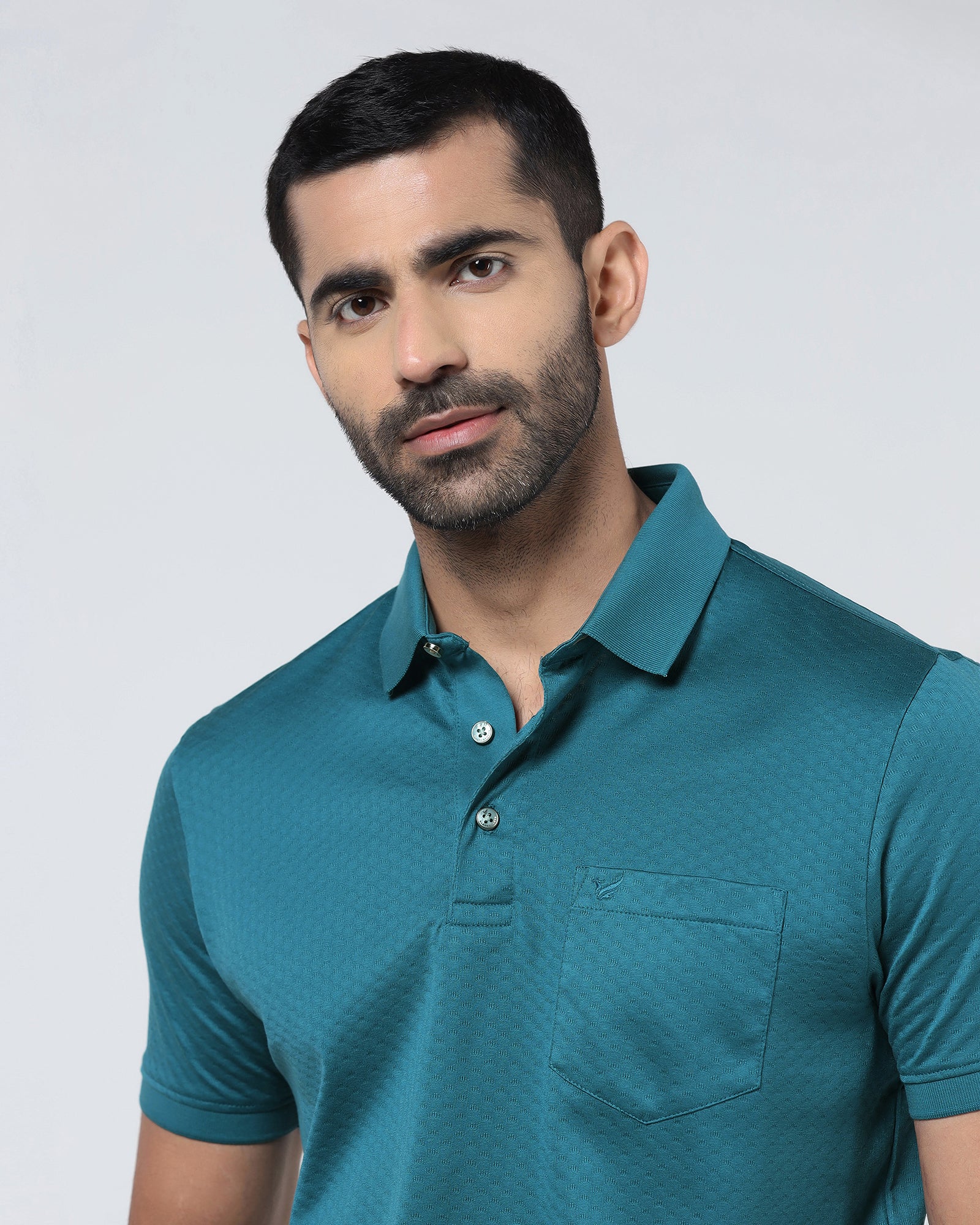 Deep Teal Textured Polo - Gama