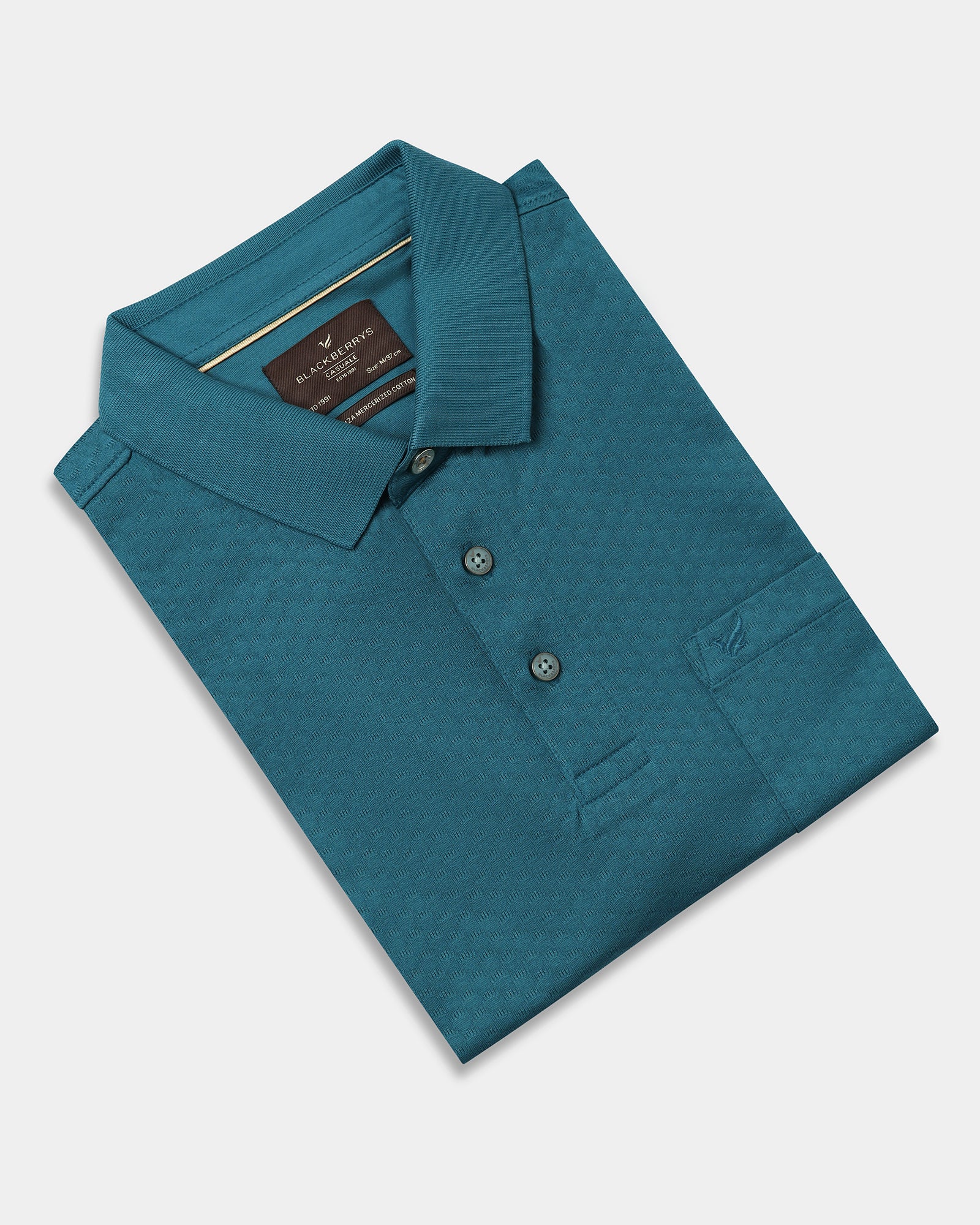 Deep Teal Textured Polo - Gama