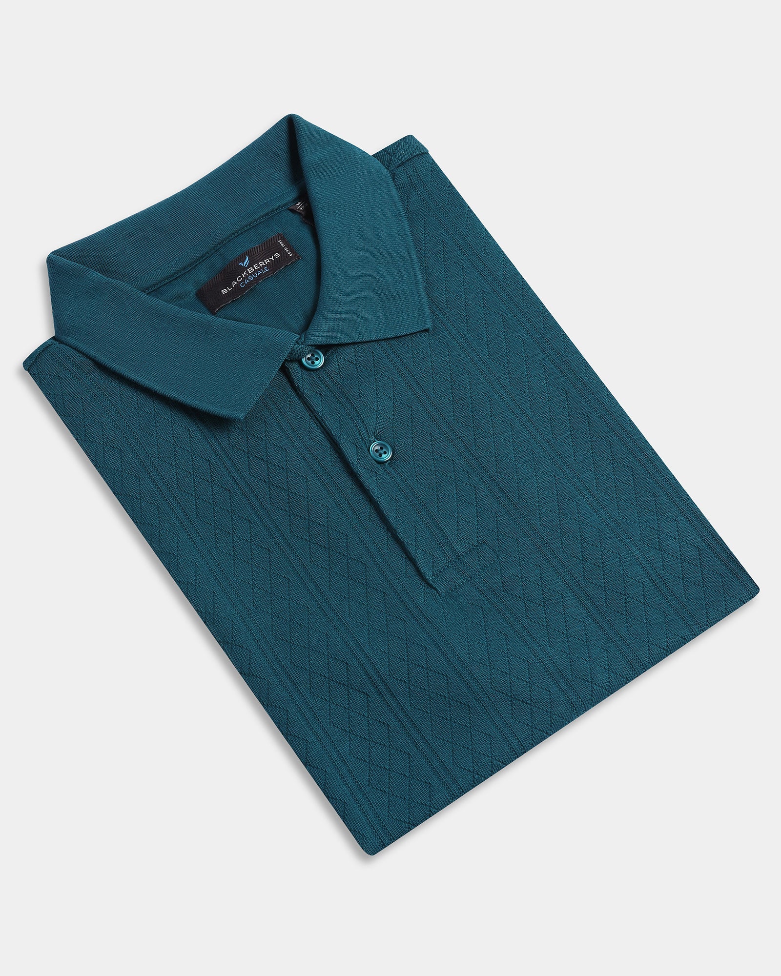 Deep Teal Textured Polo - Yeom