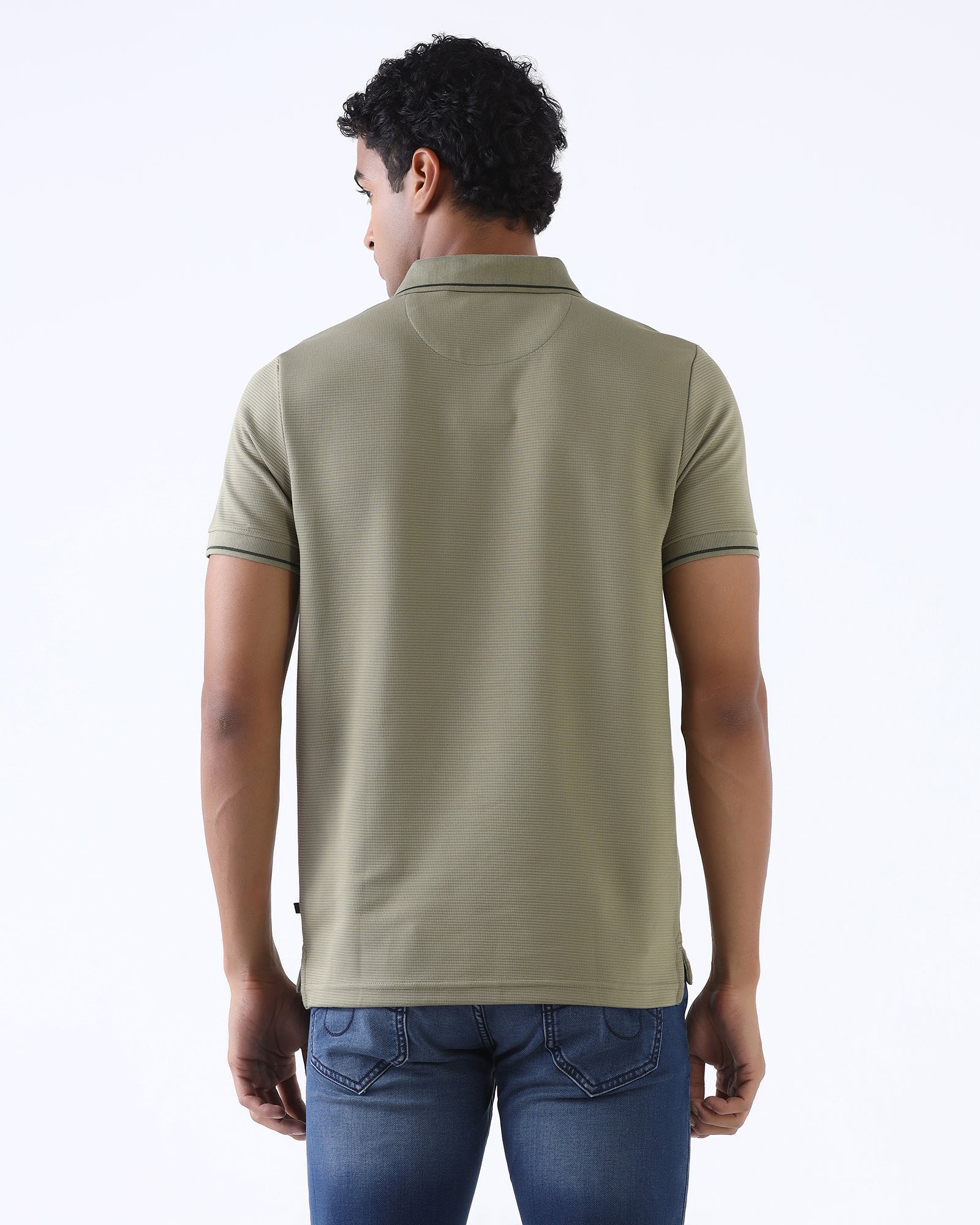 Dull Green Textured Polo - Viggo