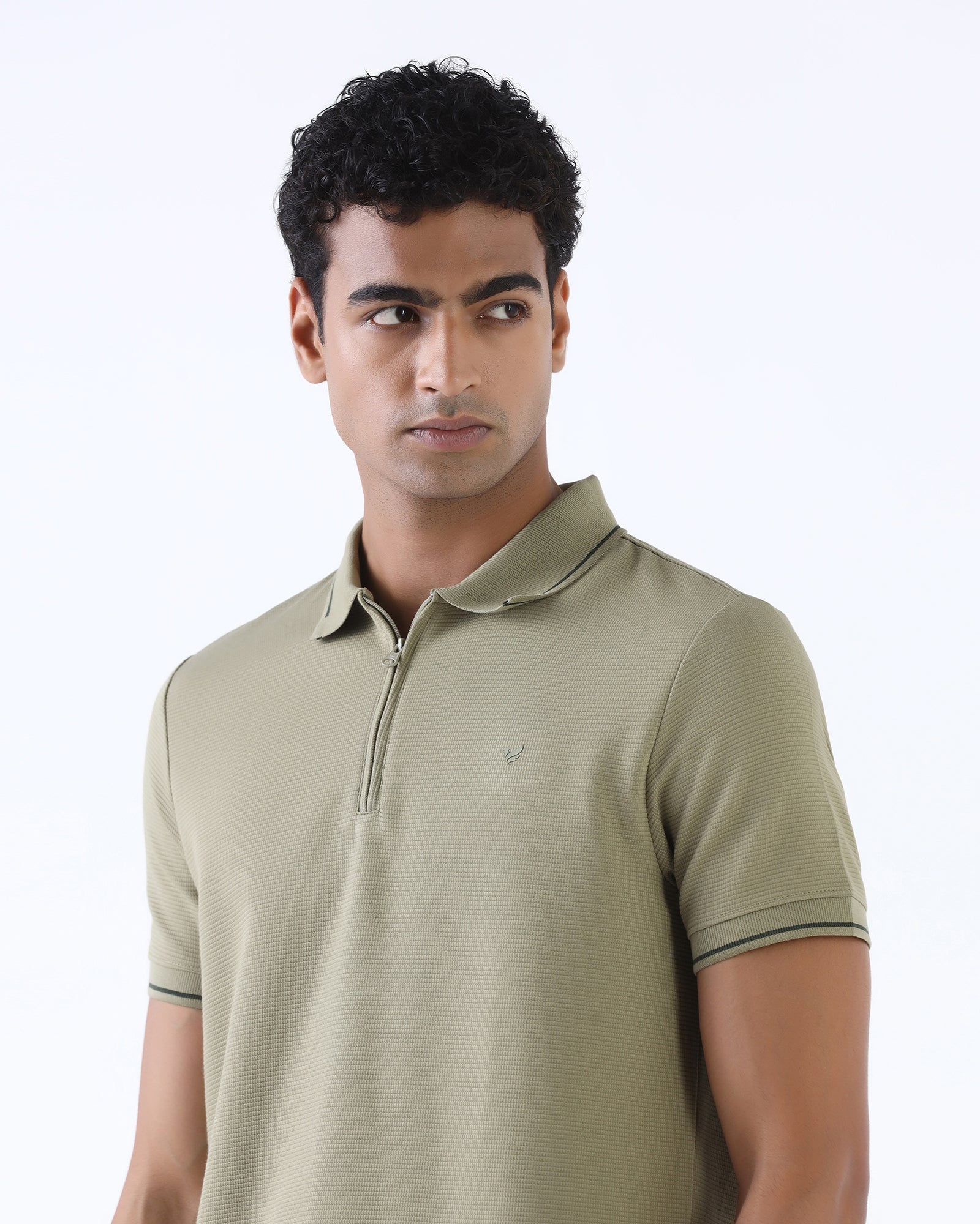 Dull Green Textured Polo - Viggo