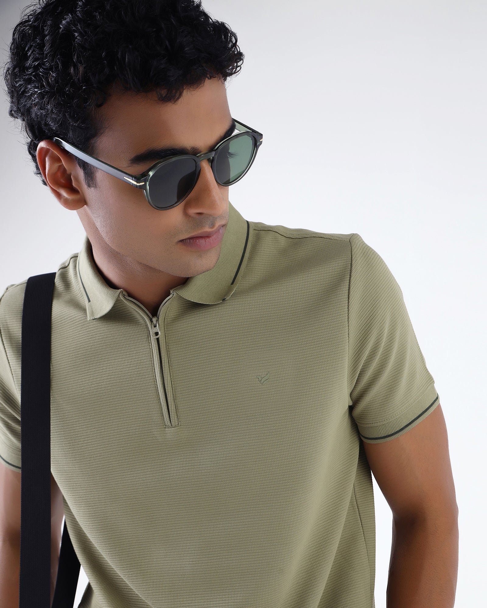 Dull Green Textured Polo - Viggo