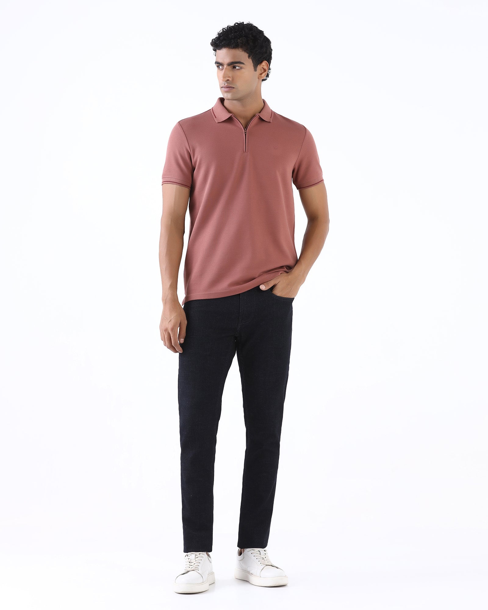 Dusky Rust Textured Polo - Viggo