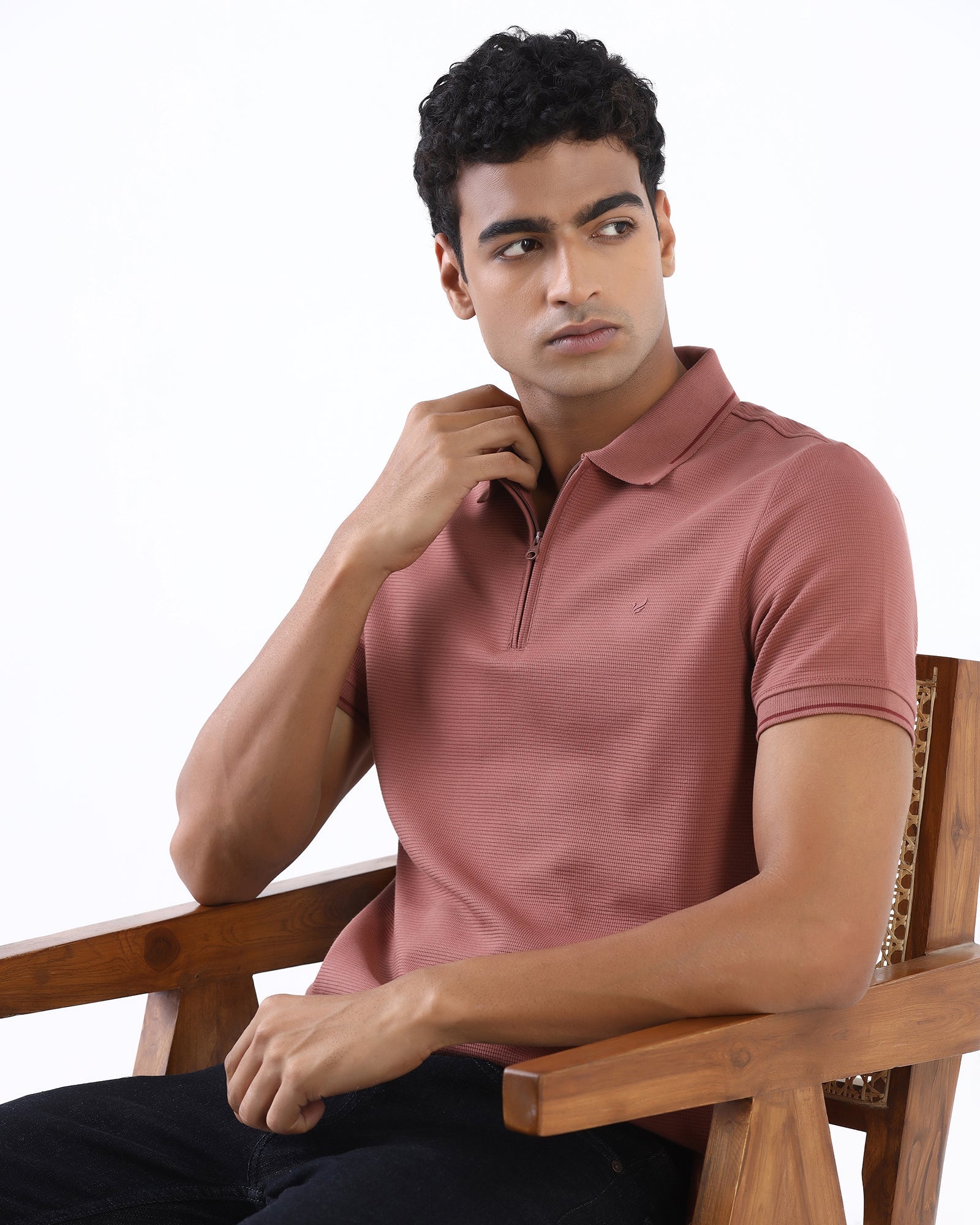Dusky Rust Textured Polo - Viggo