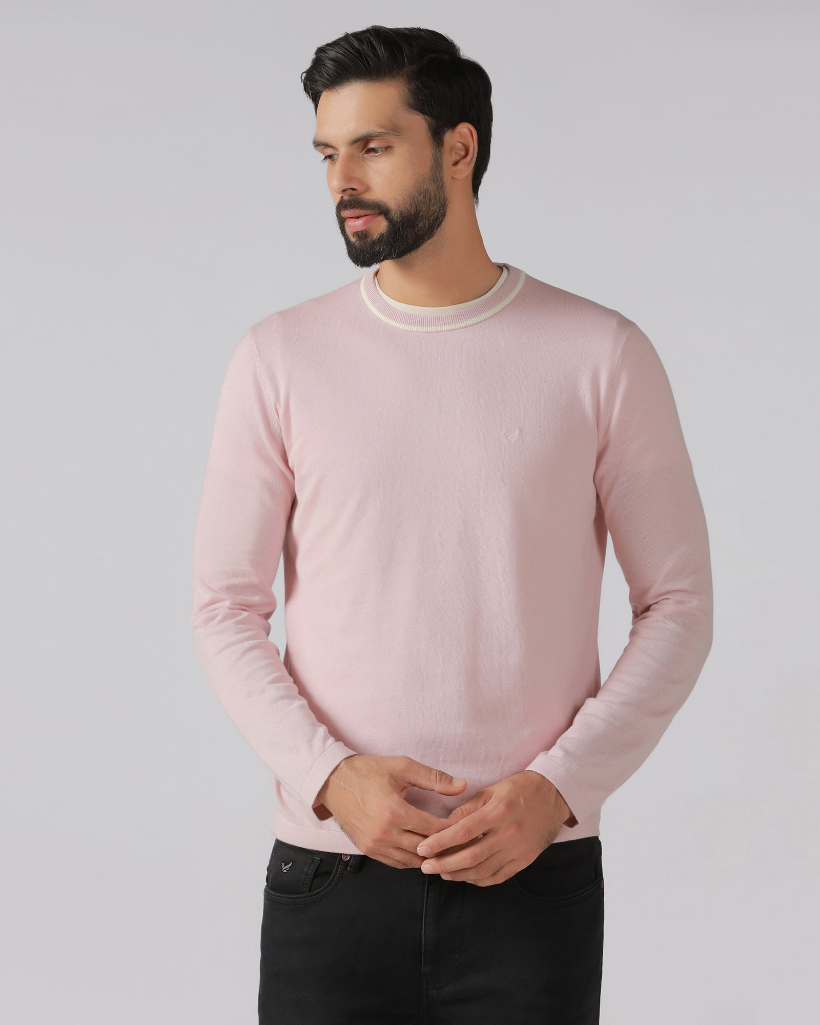 Dusty Pink Crew Neck Solid T-Shirt - Timber