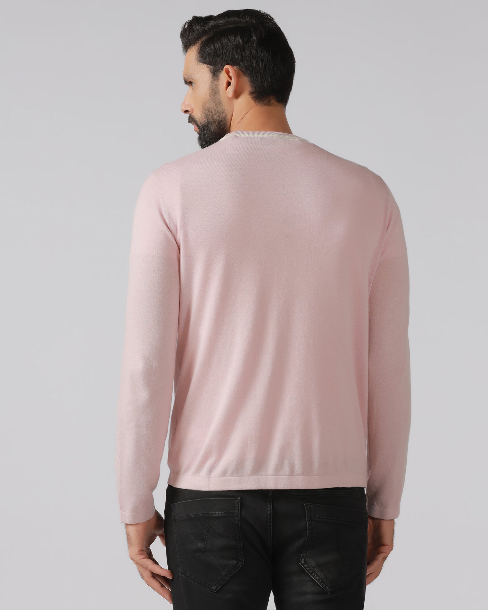 Dusty Pink Crew Neck Solid T-Shirt - Timber