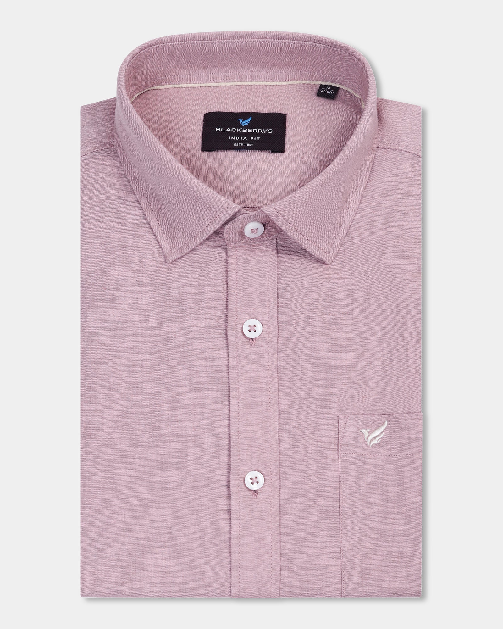 Dusty Pink Half Sleeve Linen Solid Shirt - Cleo