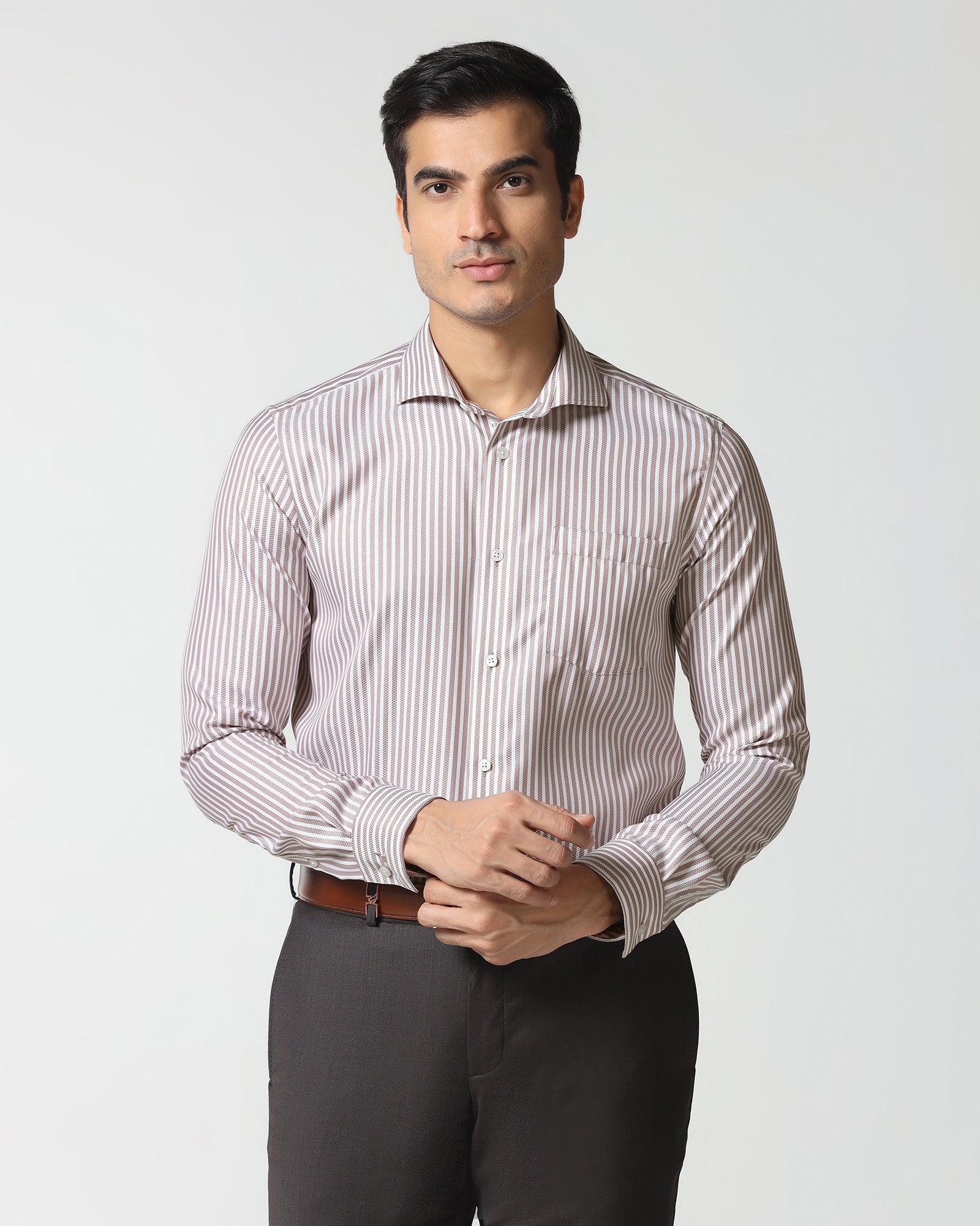 Dusty Pink Non Iron Stripe Shirt - Radius