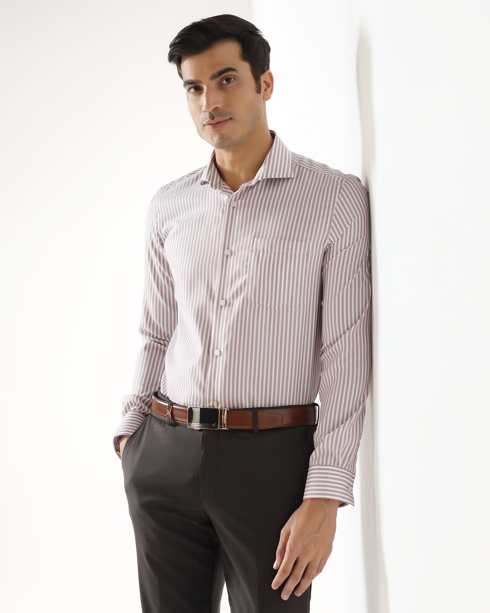 Dusty Pink Non Iron Stripe Shirt - Radius