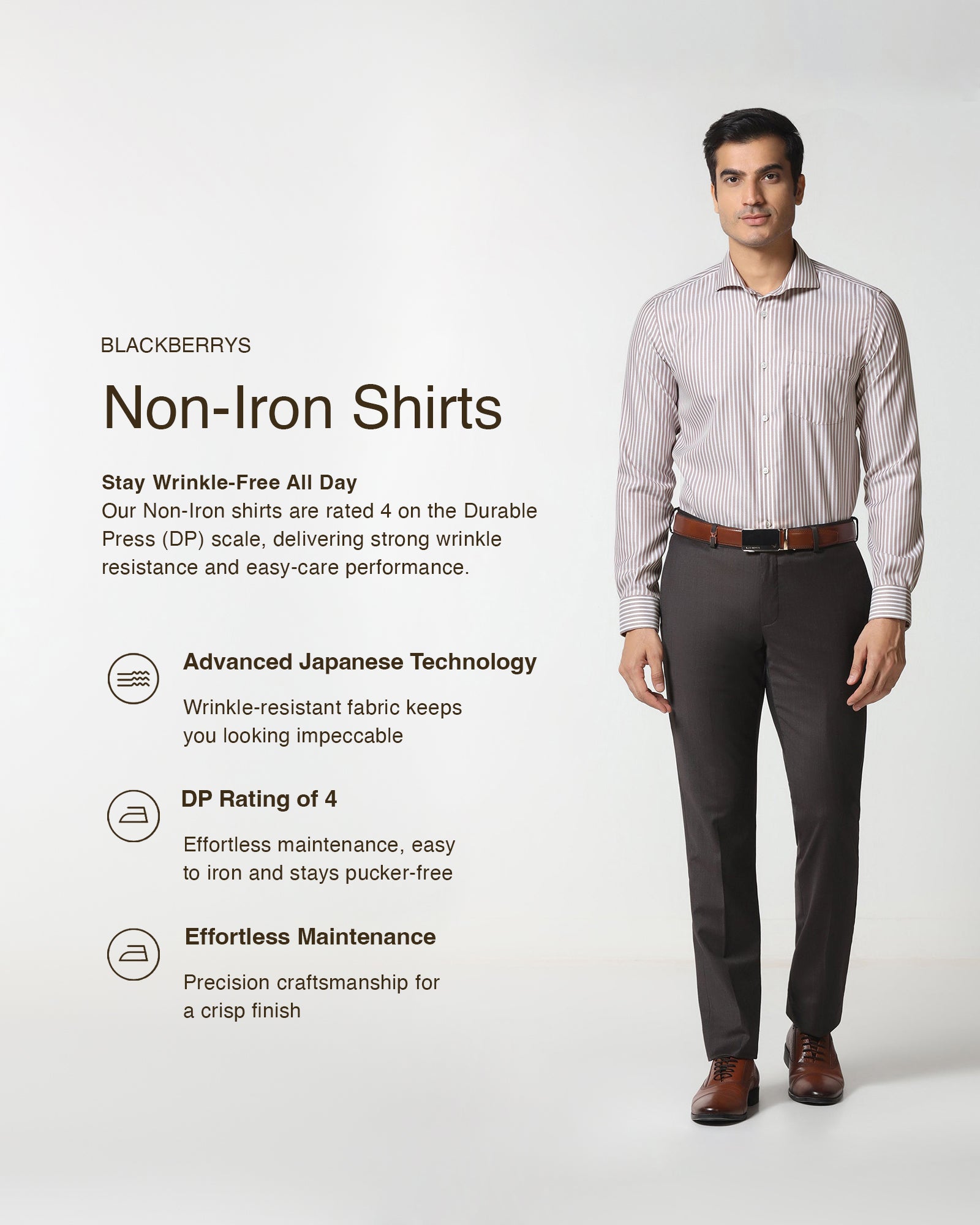 Dusty Pink Non Iron Stripe Shirt - Radius