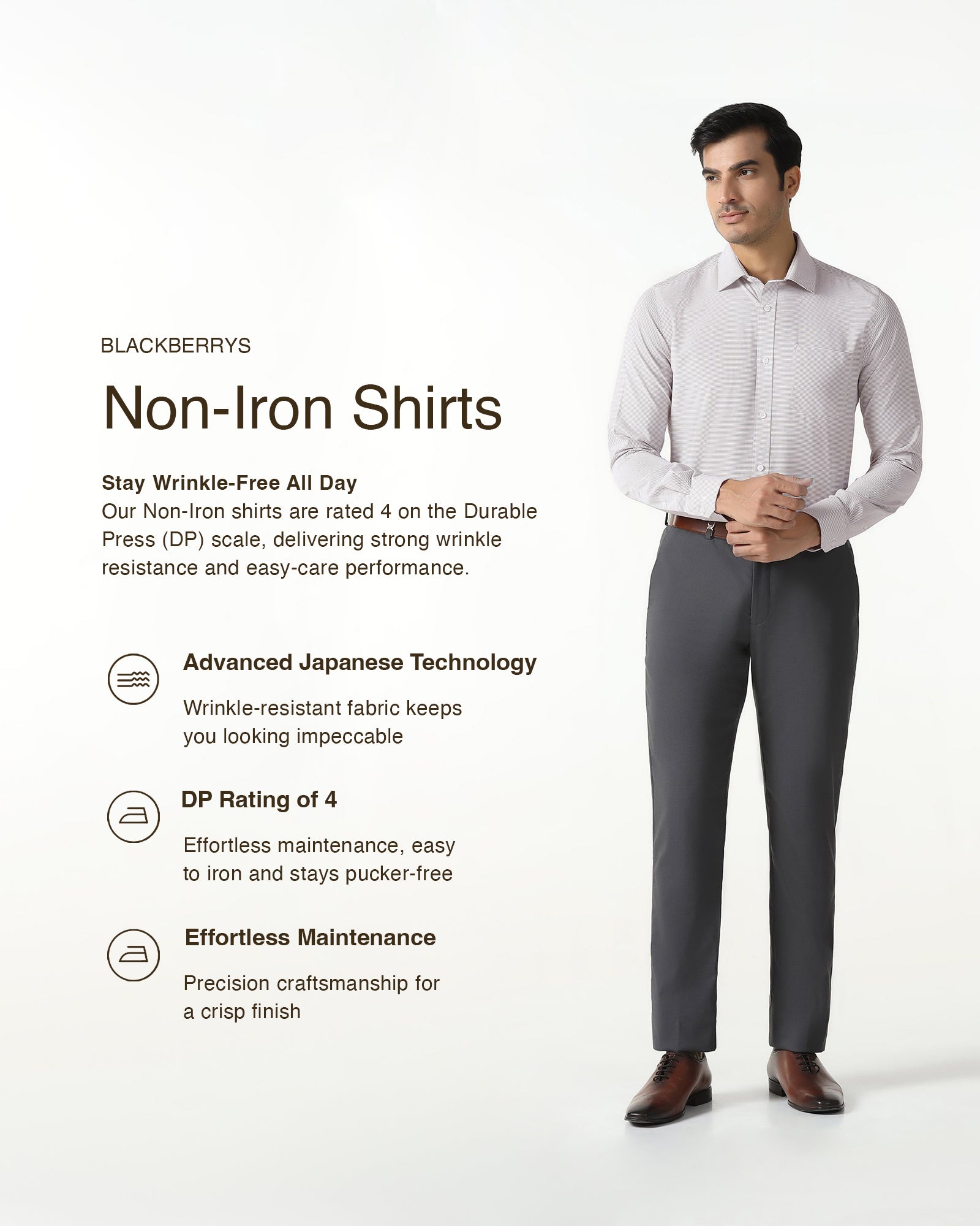 Dusty Pink Non Iron Textured Shirt - Rise