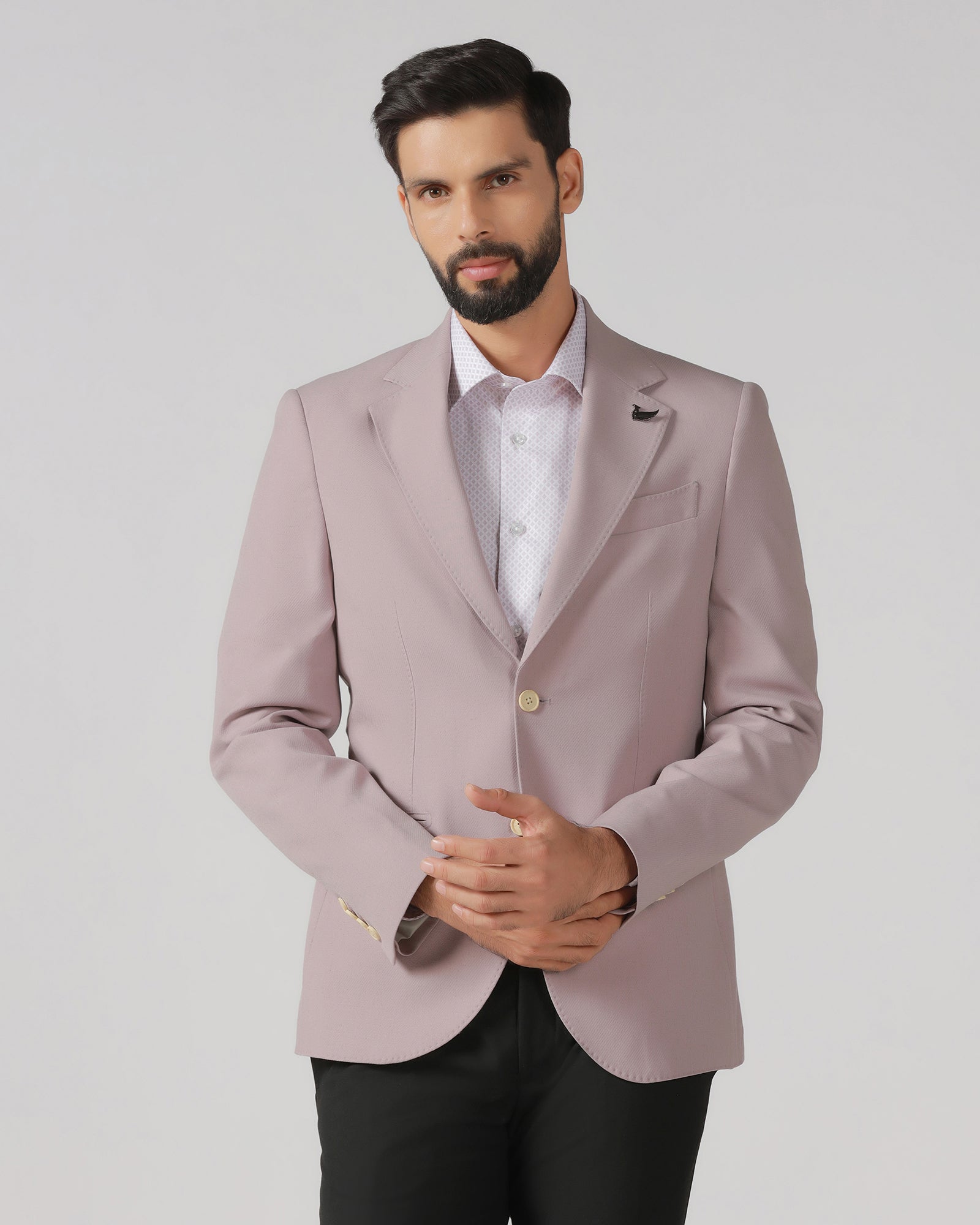 Dusty Pink Solid Blazer - Absinthe