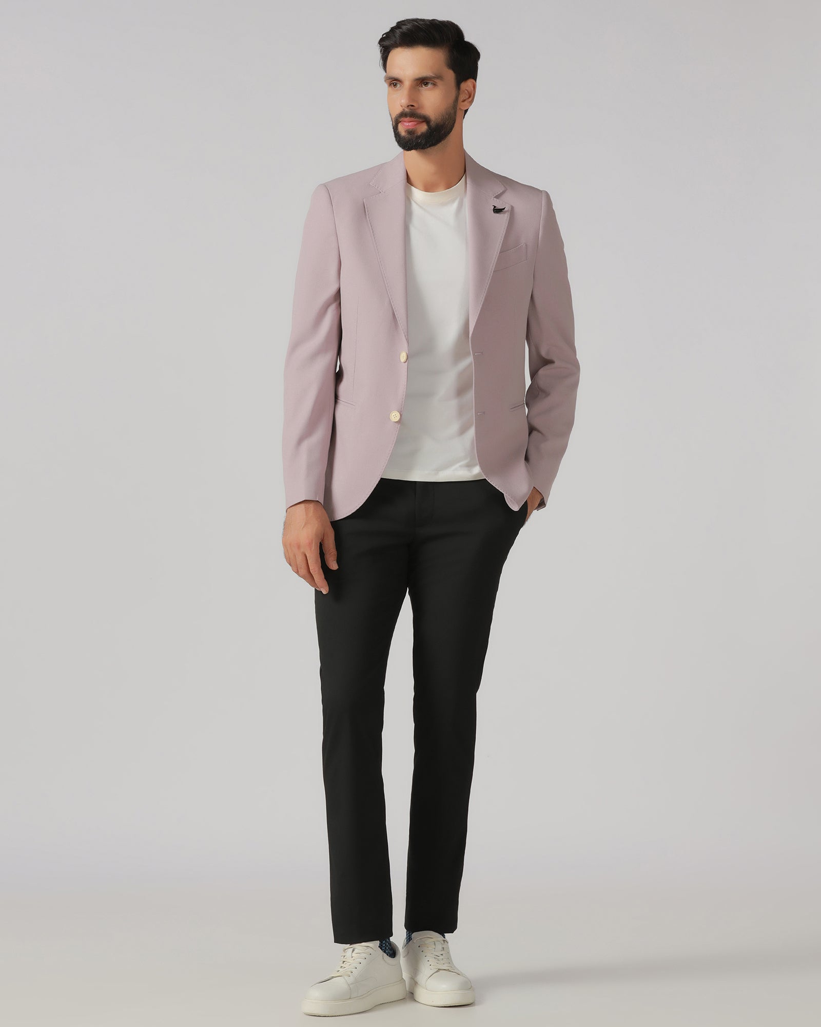 Dusty Pink Solid Blazer - Absinthe