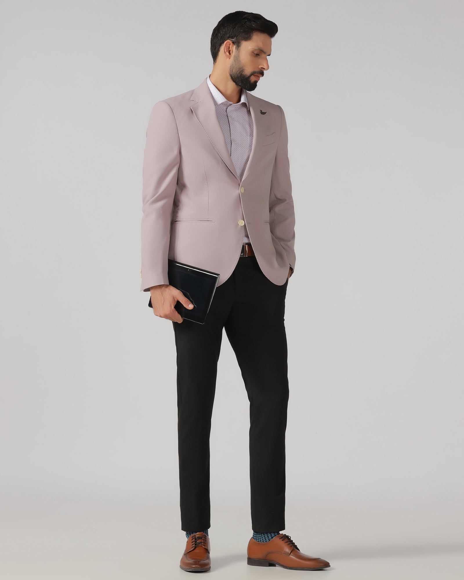 Dusty Pink Solid Blazer - Absinthe