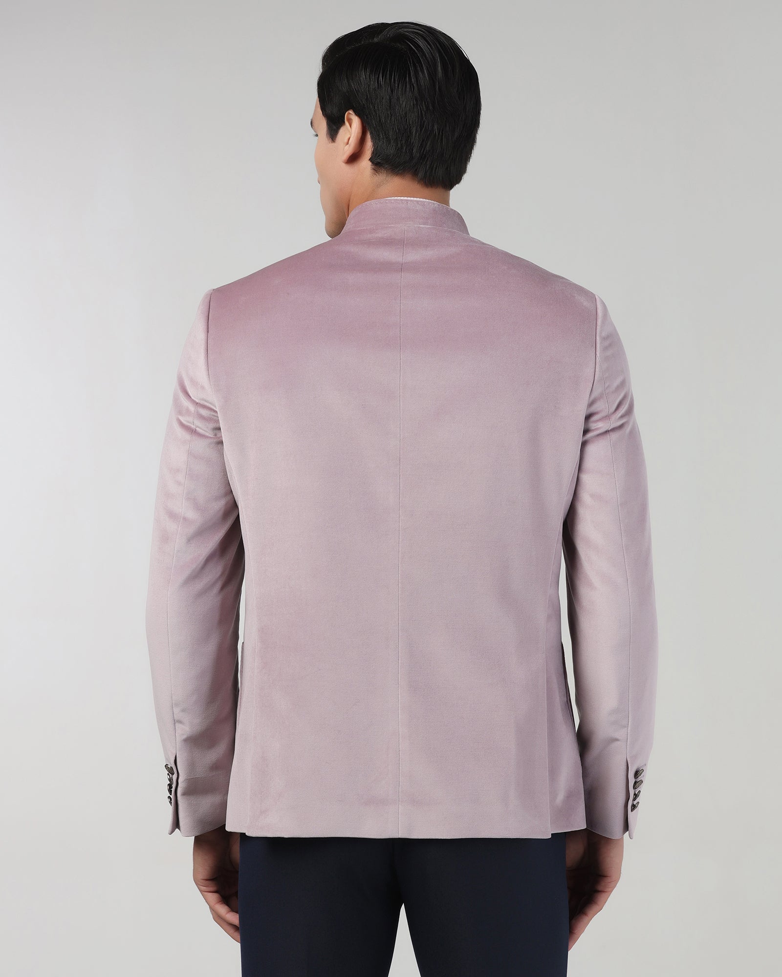 Dusty Pink Solid Bandhgala Blazer - Malibu