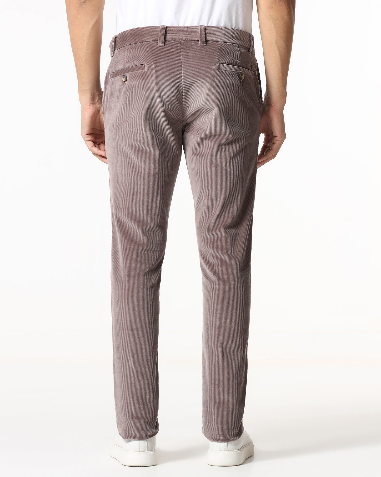 Dusty Pink Corduroy Solid Khakis - Gerone