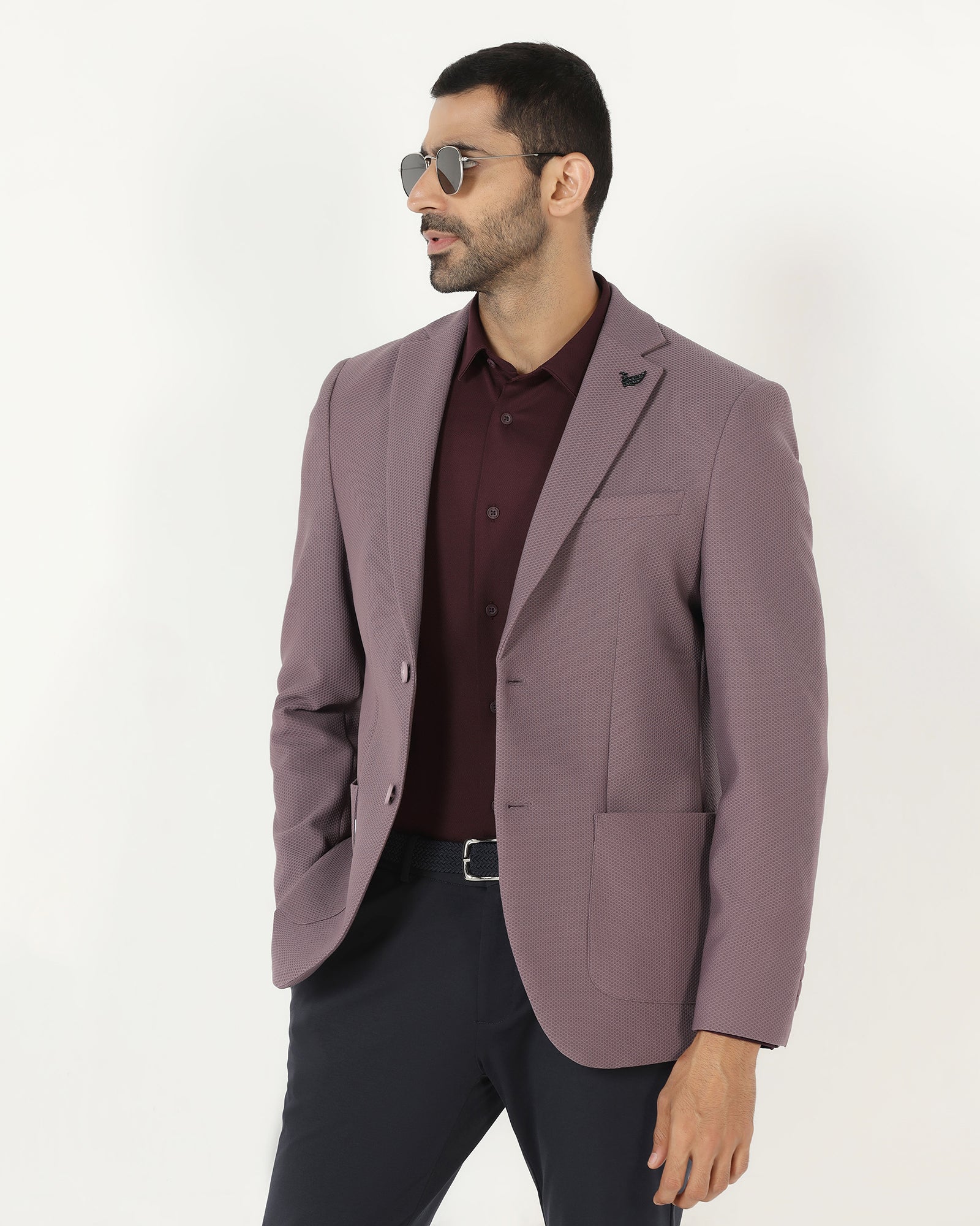 Dusty Pink TechPro Textured Blazer - Bowmore