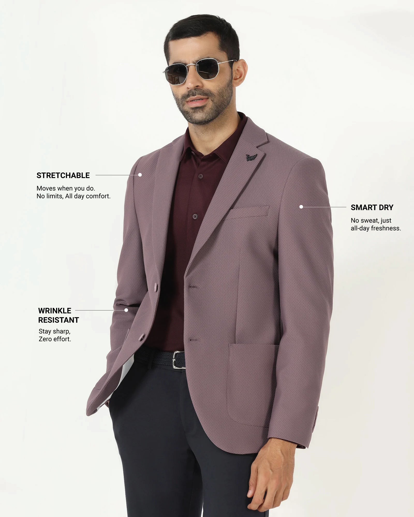 Dusty Pink TechPro Textured Blazer - Bowmore