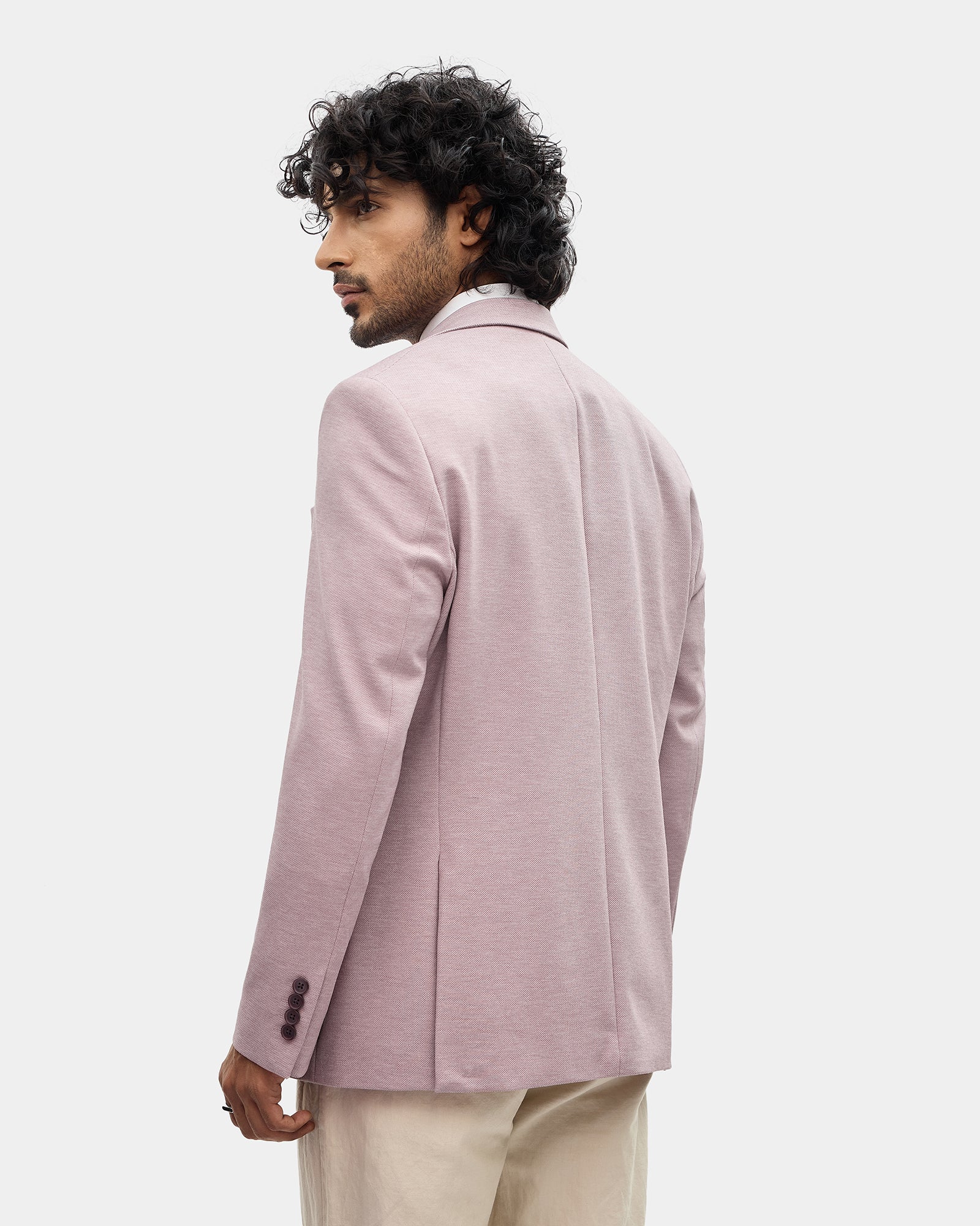 Dusty Pink Textured Blazer - Celebo