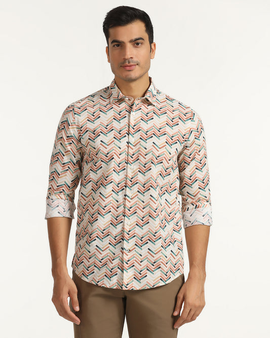 Casual Beige Printed Shirt - Alba
