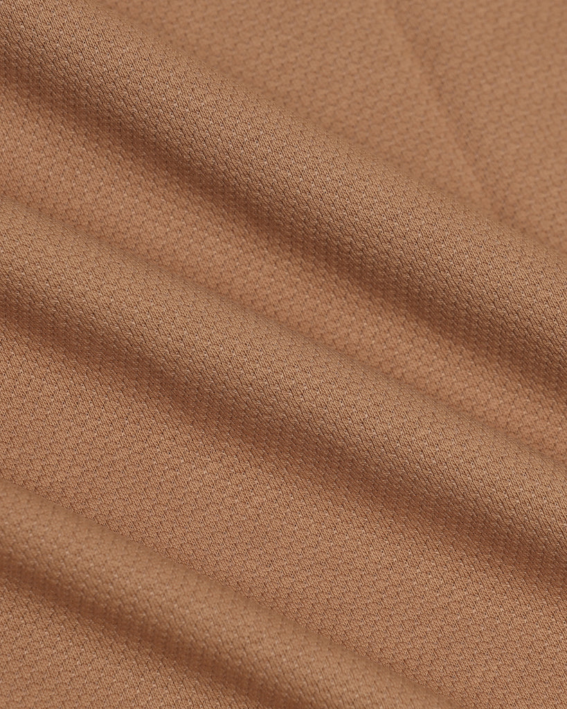 Crew Neck Brown Tan Textured T-Shirt - Corn