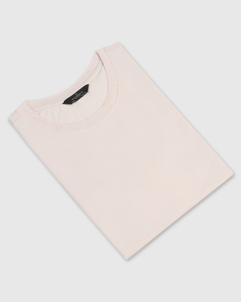 Crew Neck Pink Textured T-Shirt - Corn