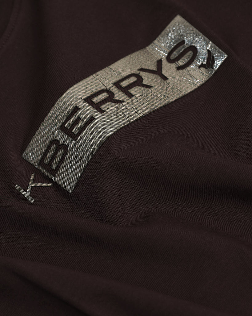 Crew Neck Dark Brown Printed T-Shirt - Zedd