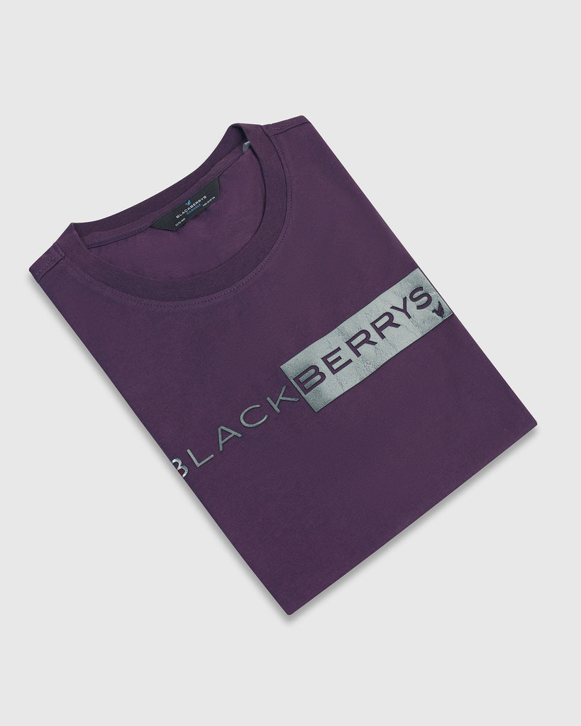 Crew Neck Purple Printed T-Shirt - Zedd