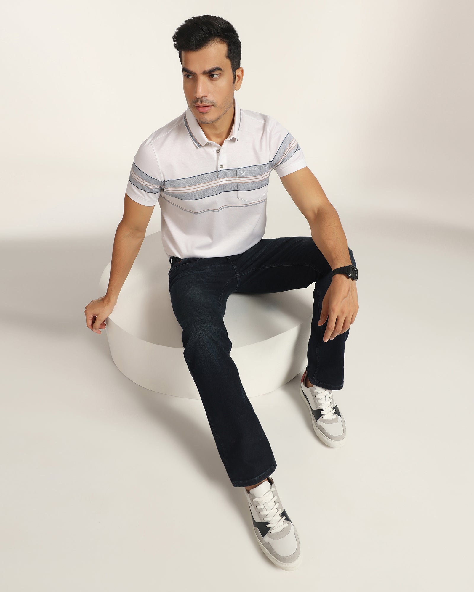 Polo White Stripe T-Shirt - Cetus