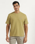 Crew Neck Khaki Printed T-Shirt - Echo