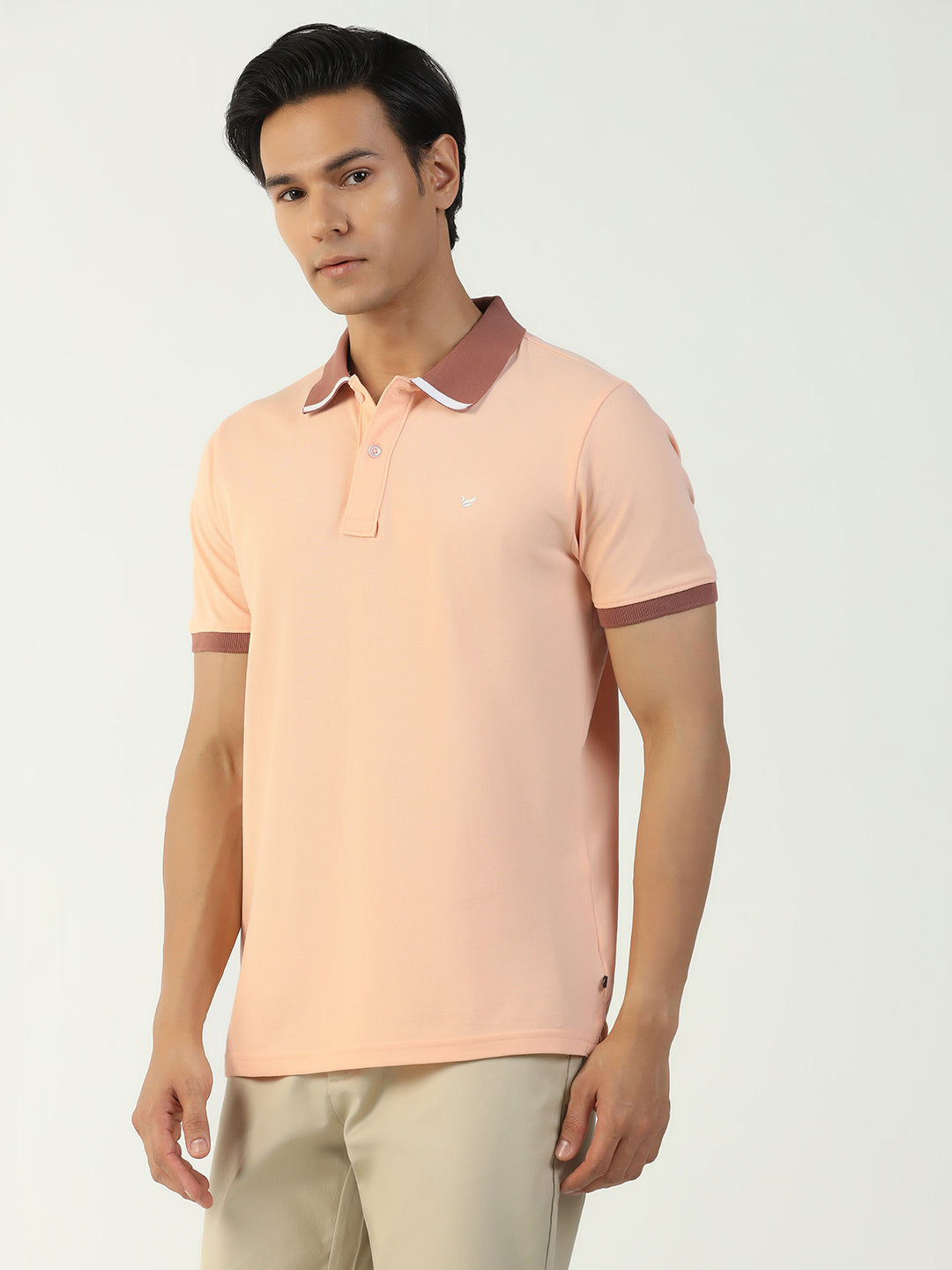 Peach Solid Polo - Contraste